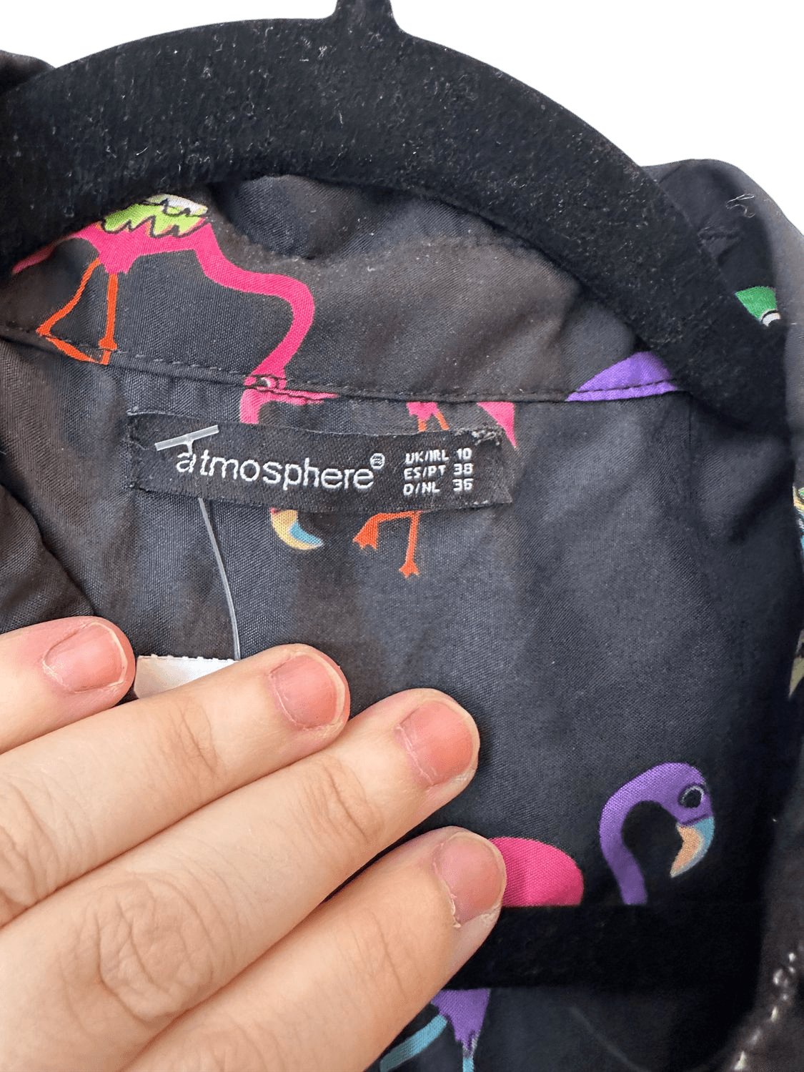 Atmosphere Black Flamingo Print Dress - Size UK 10 4