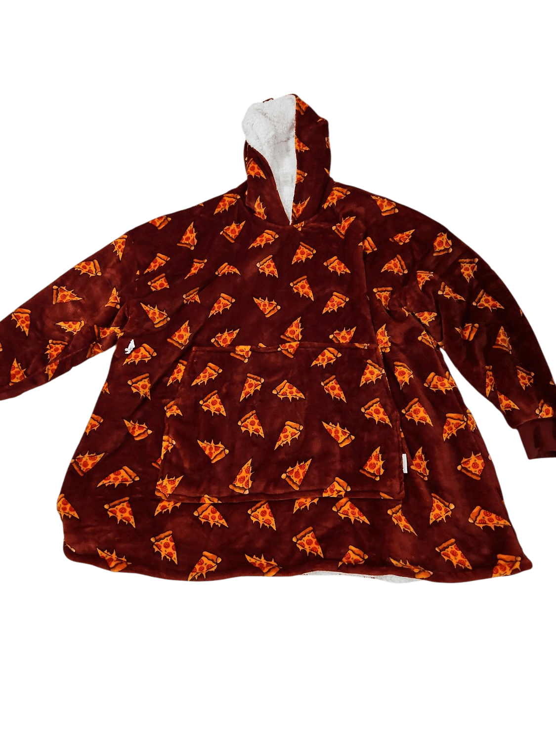 OO Pizza Pattern Fleece Hooded Robe - One Size Fits Most
