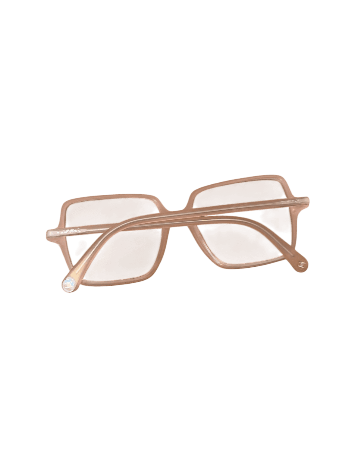 Transparente Brille mit rechteckigem Rahmen in Rosa 2