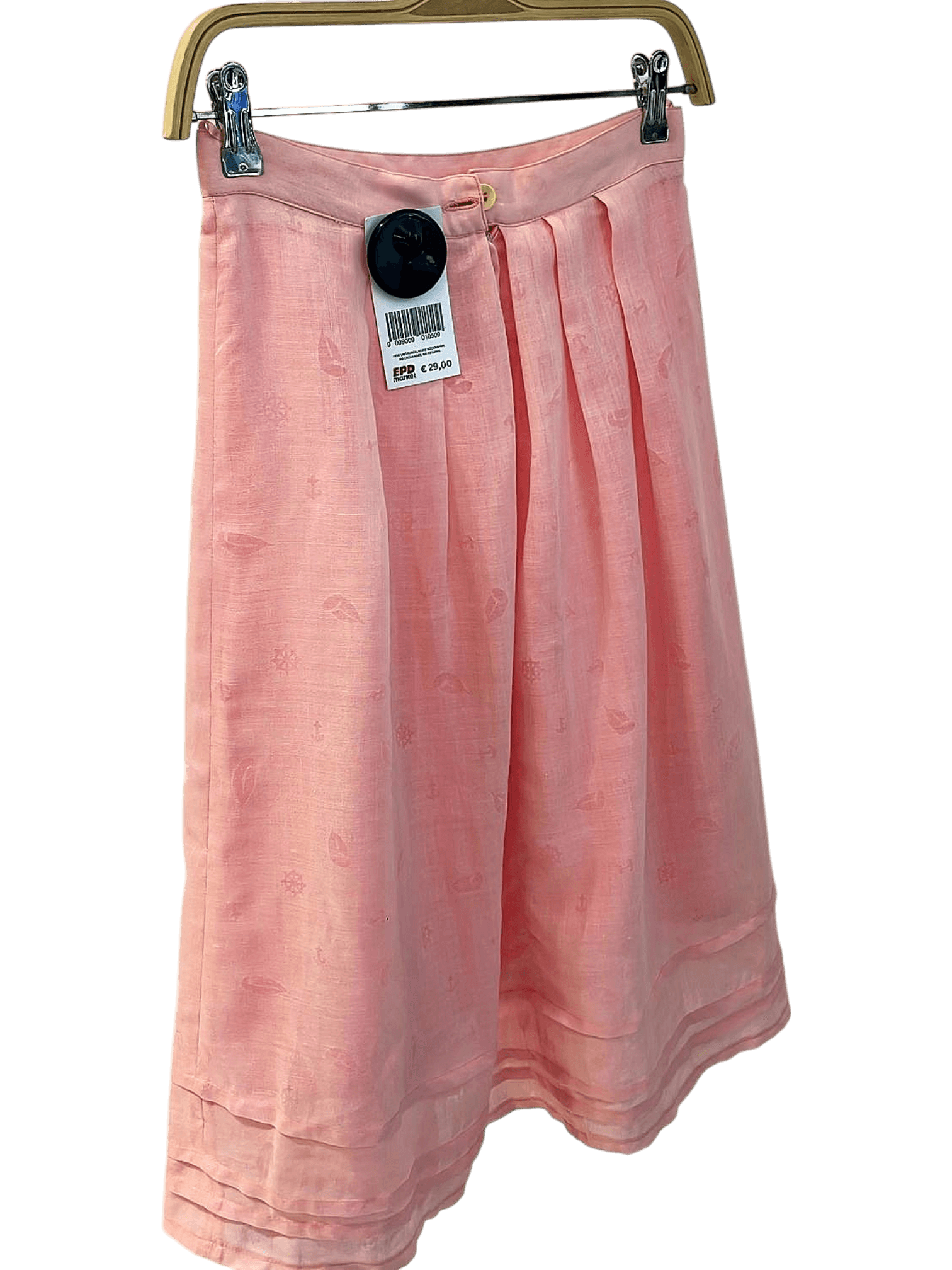 New Pink Linen Pleated Midi Skirt with Decorative Hem - Original Tags 3