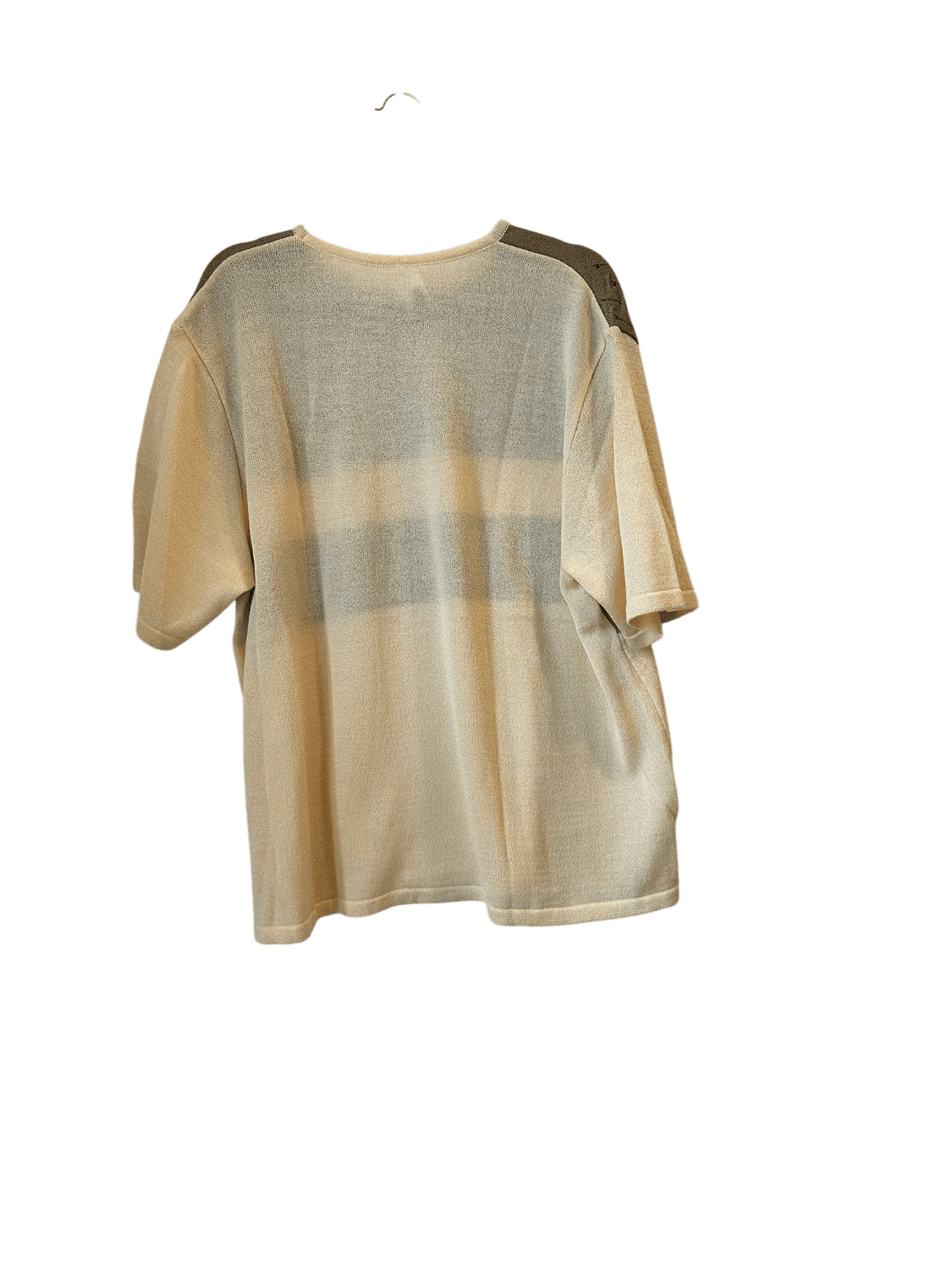 Vintage Basketweave Knit Sweater - Beige & Brown Stripes - Size 50 3