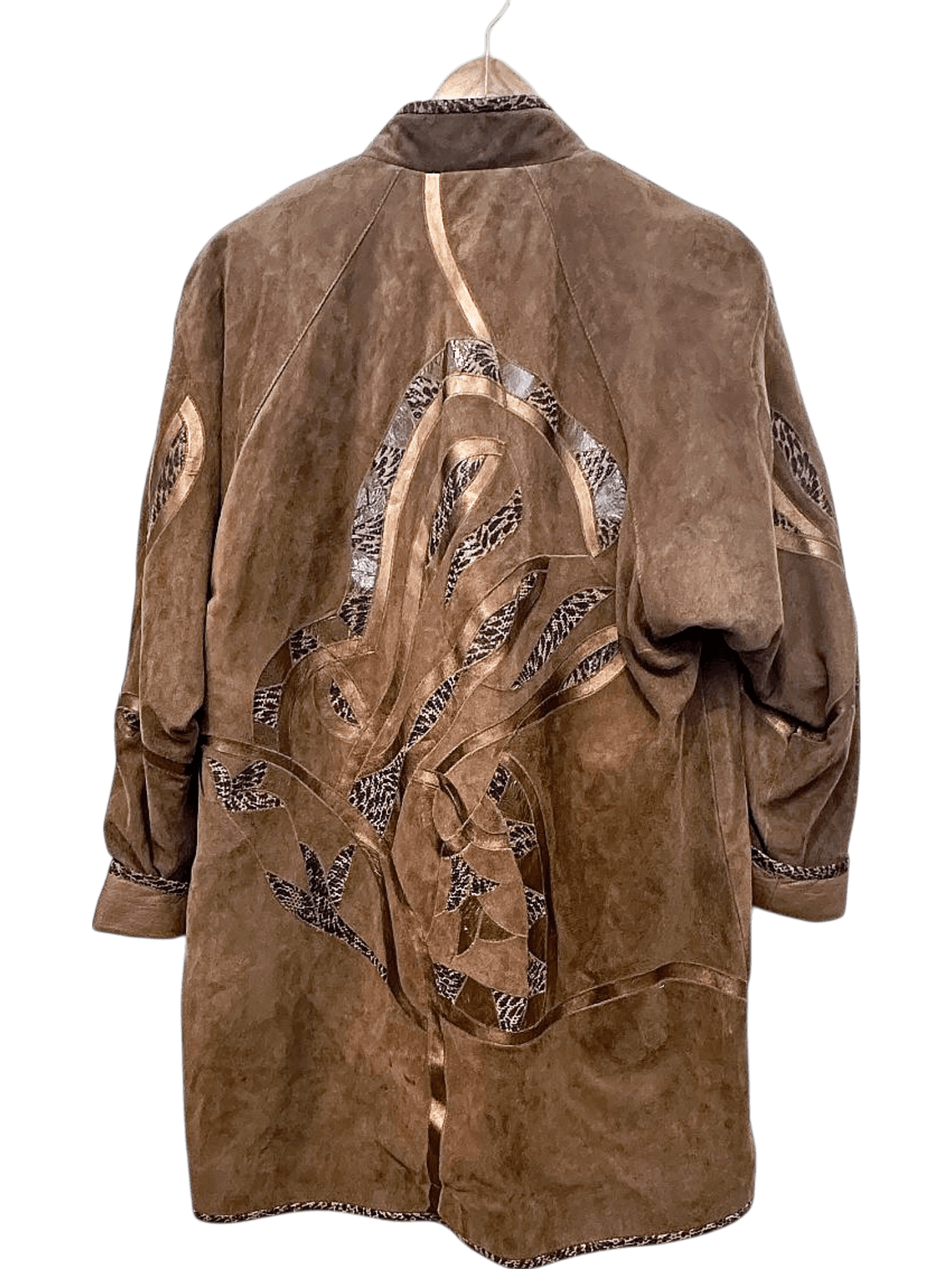 Zaspel Vintage Brown Leather Jacket with Decorative Stitching - Size 36 2