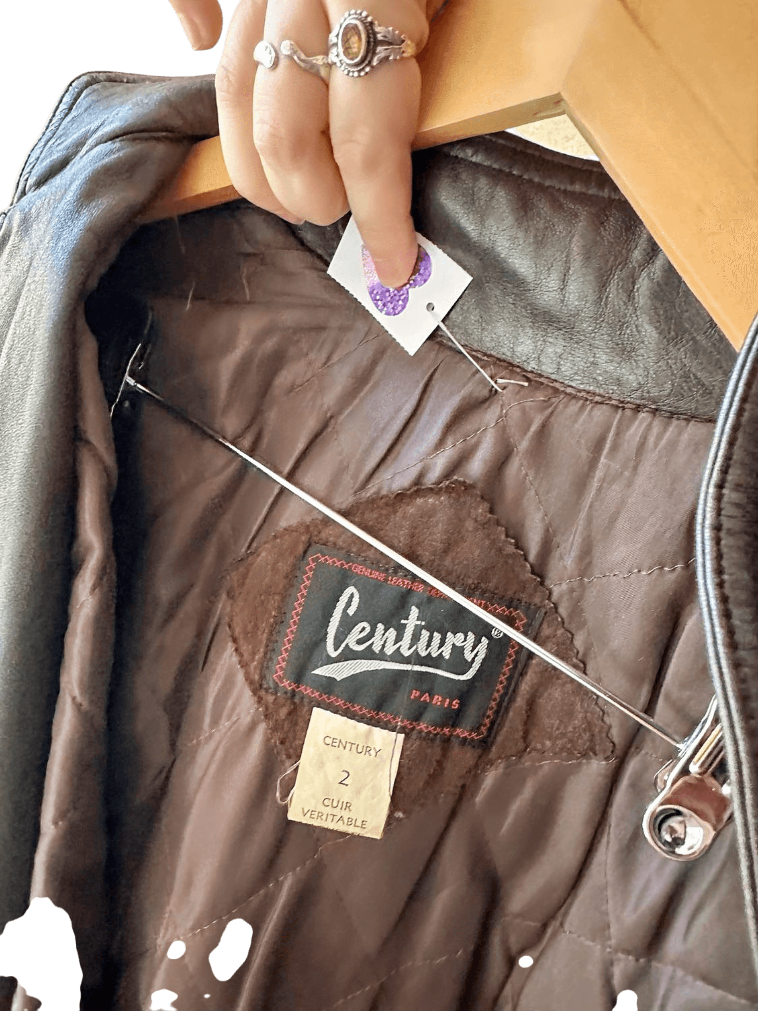 Vintage Century Paris Leather Jacket with Fur Hood - Size 2 3