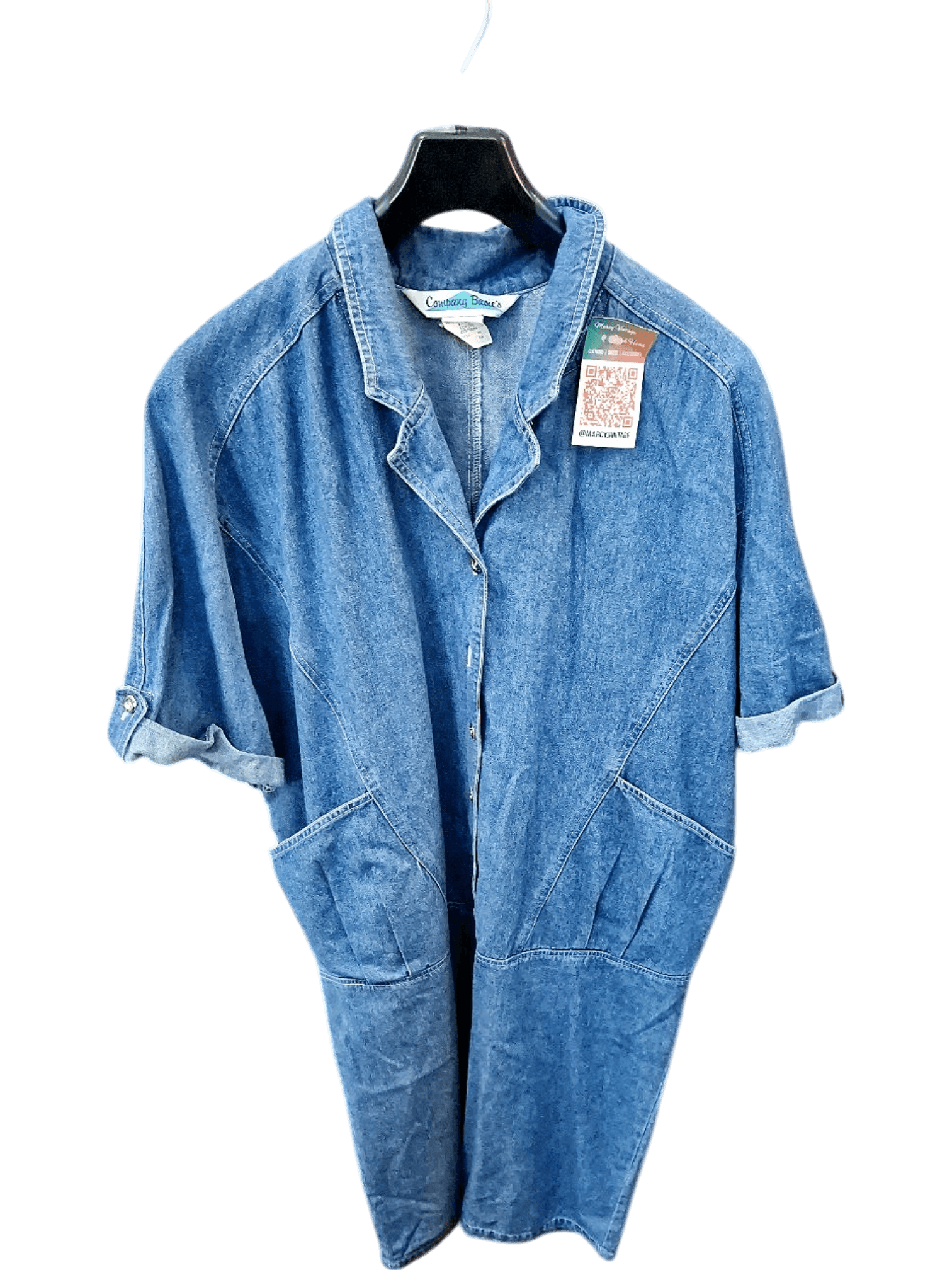 Comfort Factor Vintage Denim Jumpsuit - Short Sleeve Button-Up 1