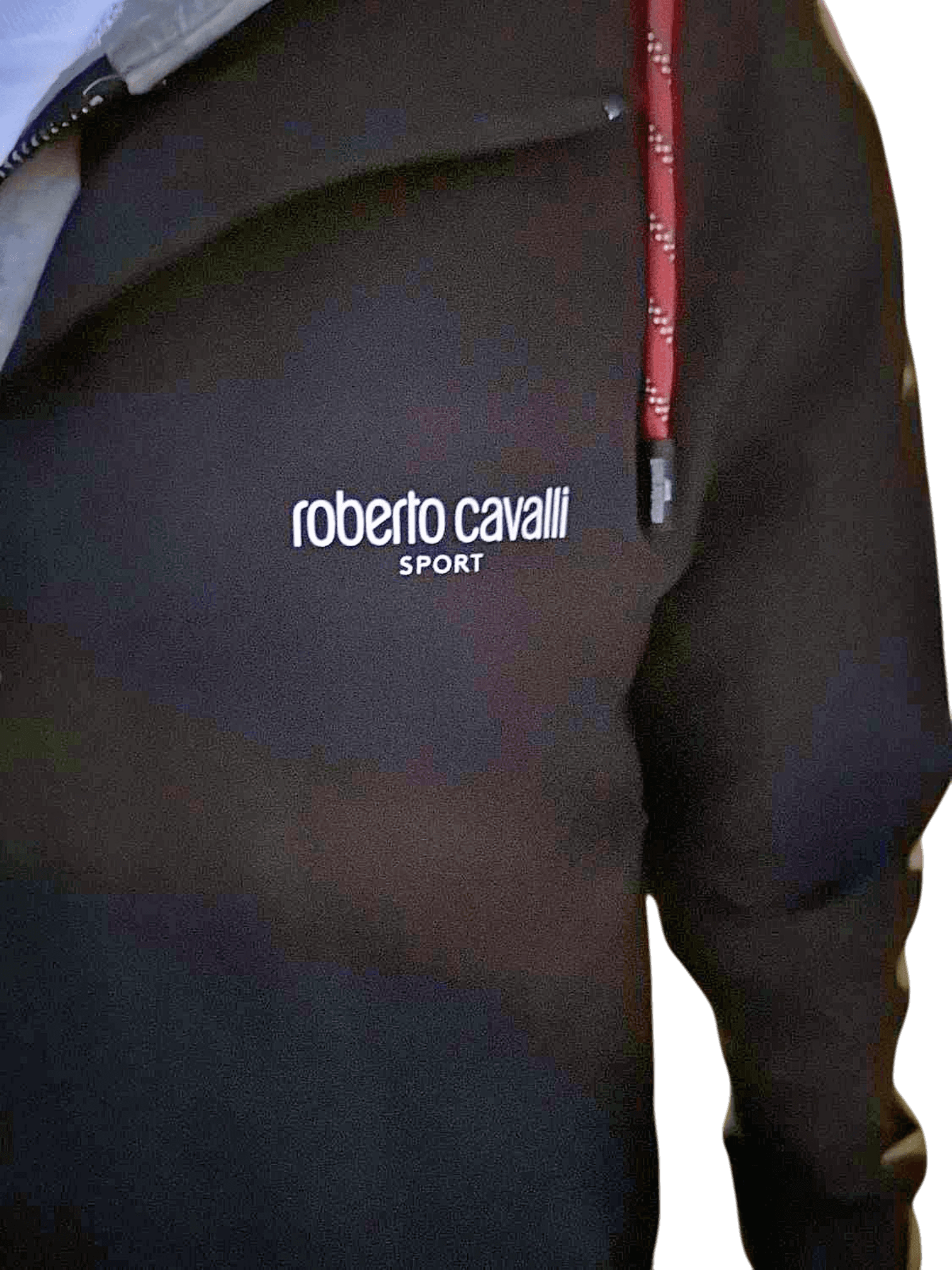 Roberto Cavalli Sport Windbreaker Jacke - Schwarz mit roten Details 2