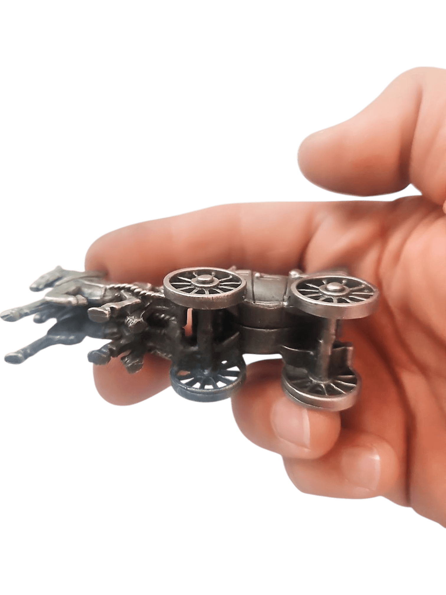 Vintage Miniature Horse-Drawn Carriage Figurine - Pewter Collectible 2