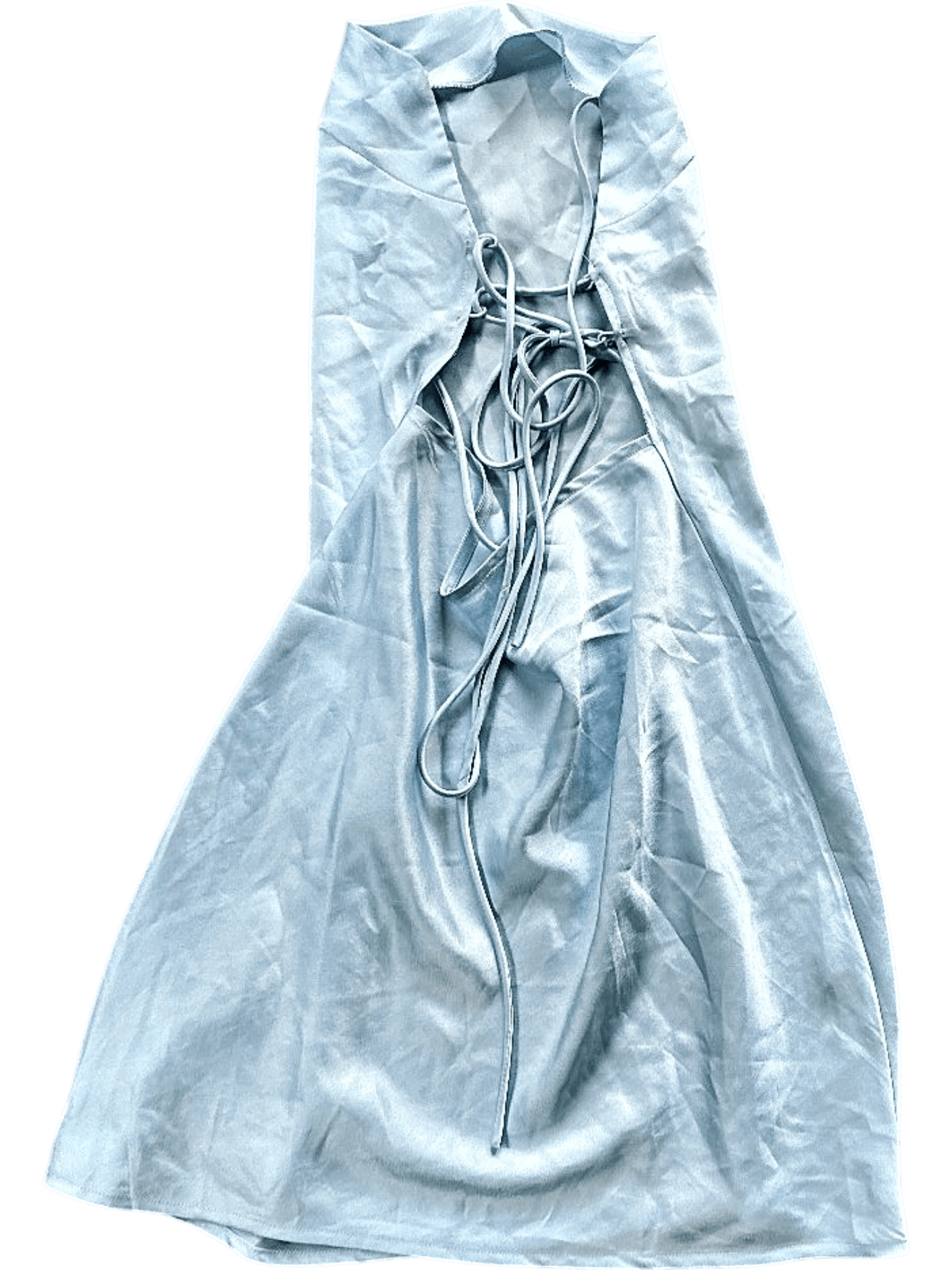 Light Blue Sleeveless Halter Midi Dress 1