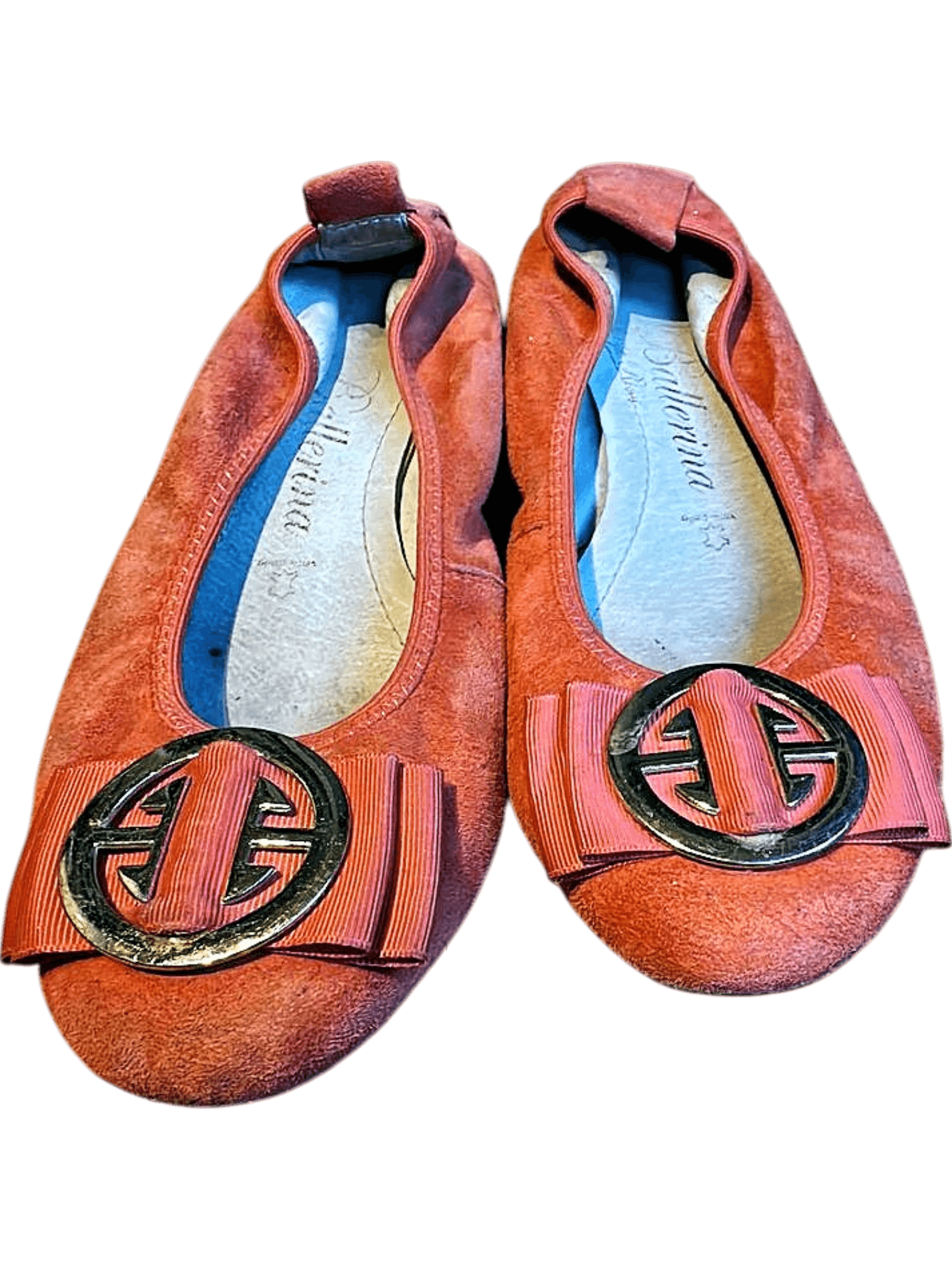 Ballerina Flats von Baldinini - Rotorange Wildleder mit Logo - Größe 40 2