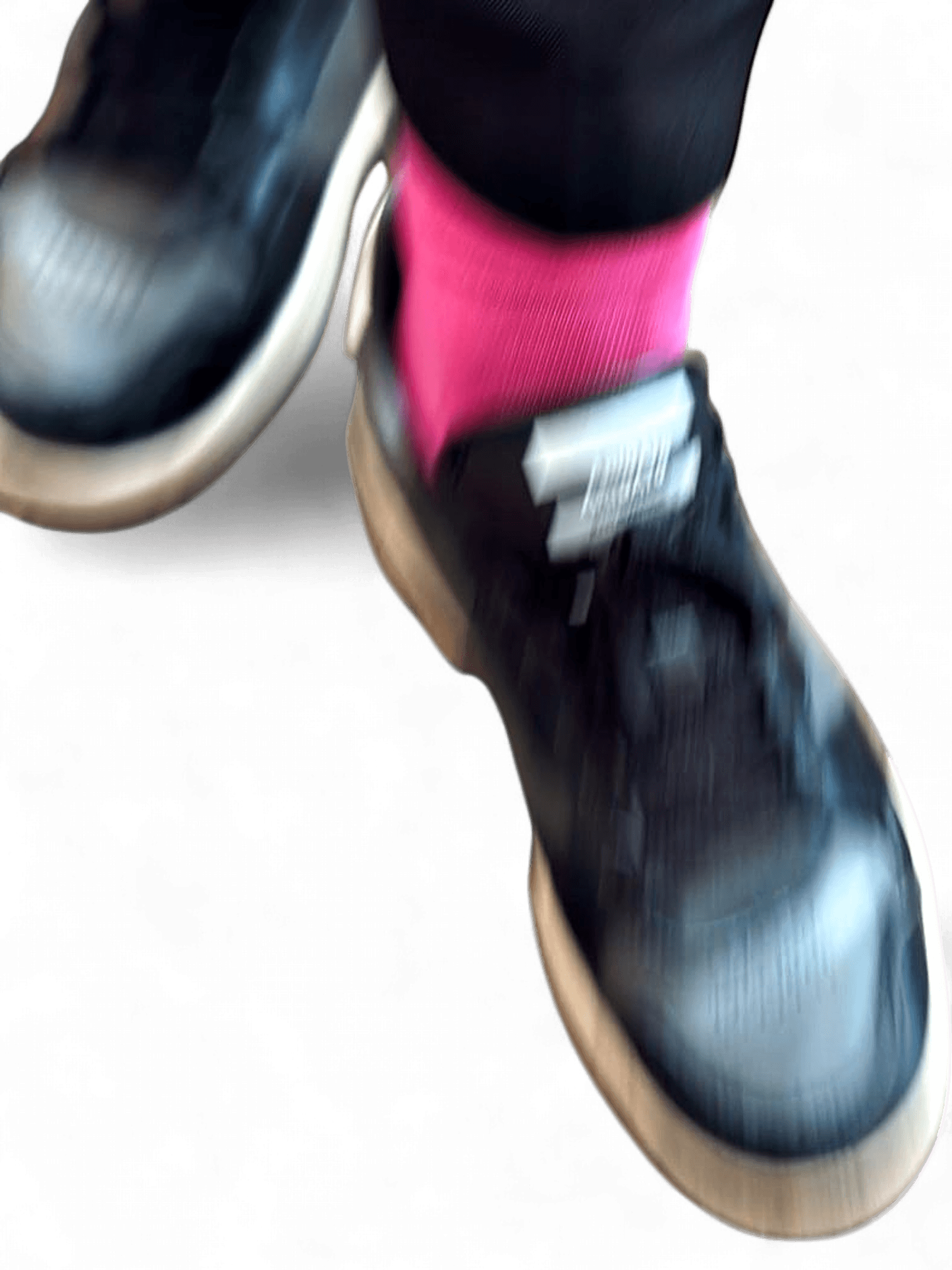 Black Leather Sneakers with Beige Sole 2