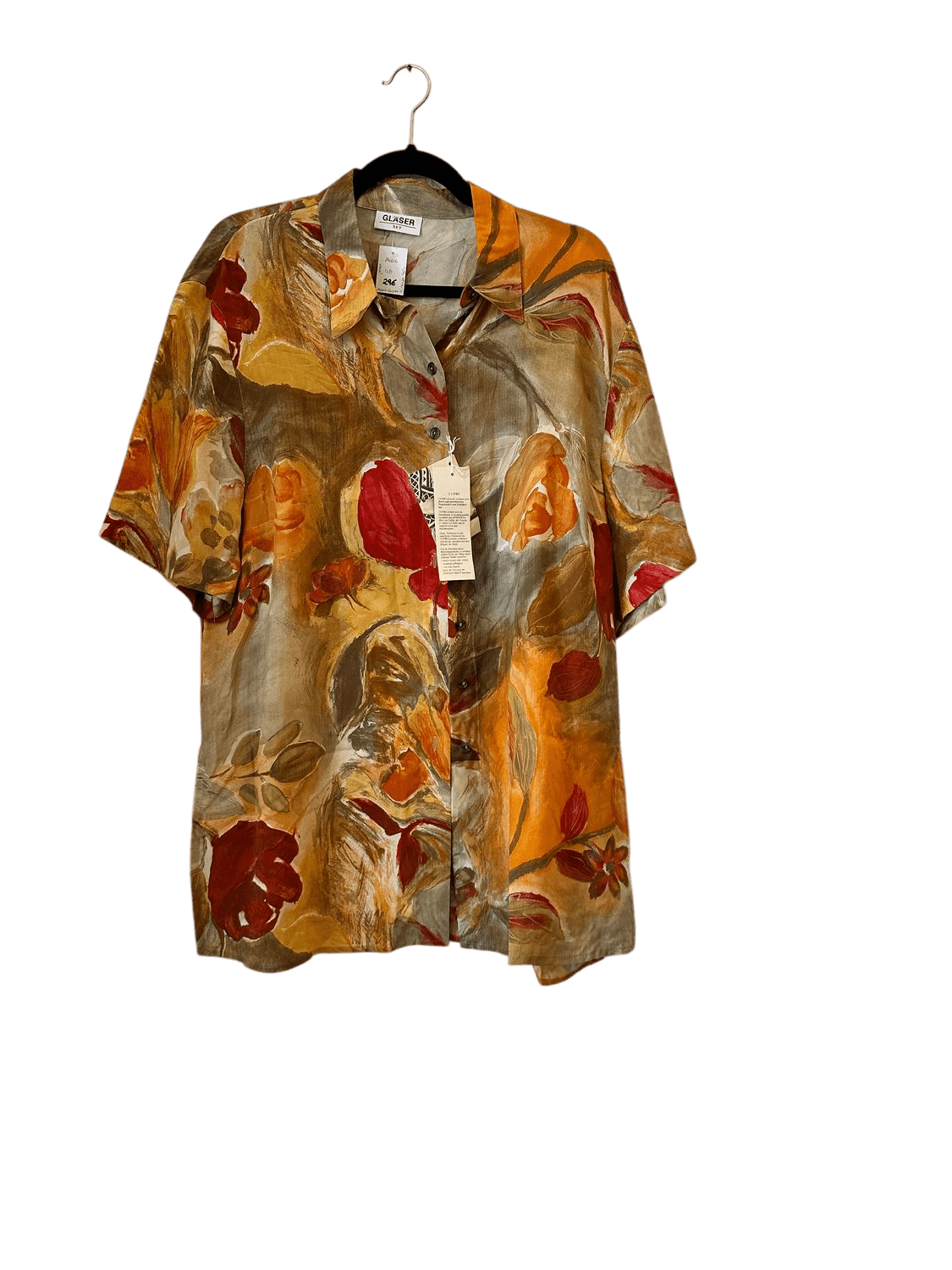 vintage 90s Cupro Bluse mit Blumenmuster - Neu - Größe 686 BA 2