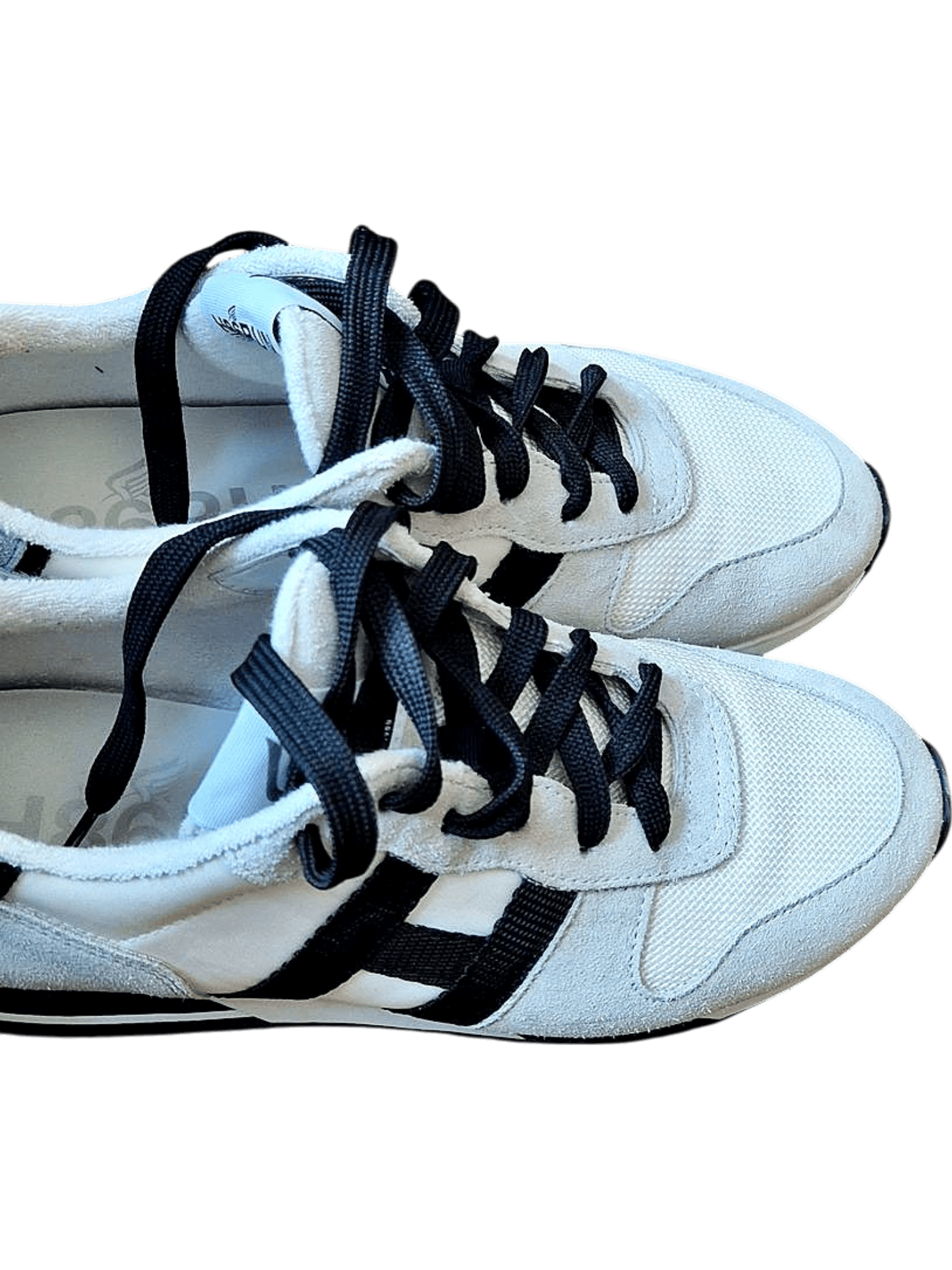 Retro Style White & Beige Suede Sneakers with Black Accents 2