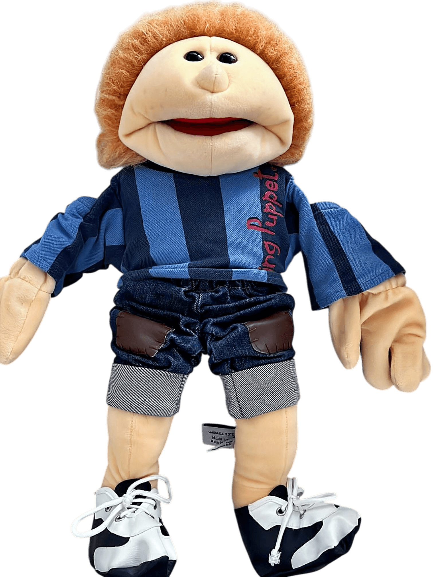Living Puppets Handpuppe mit blau gestreiftem Shirt und Jeans 1