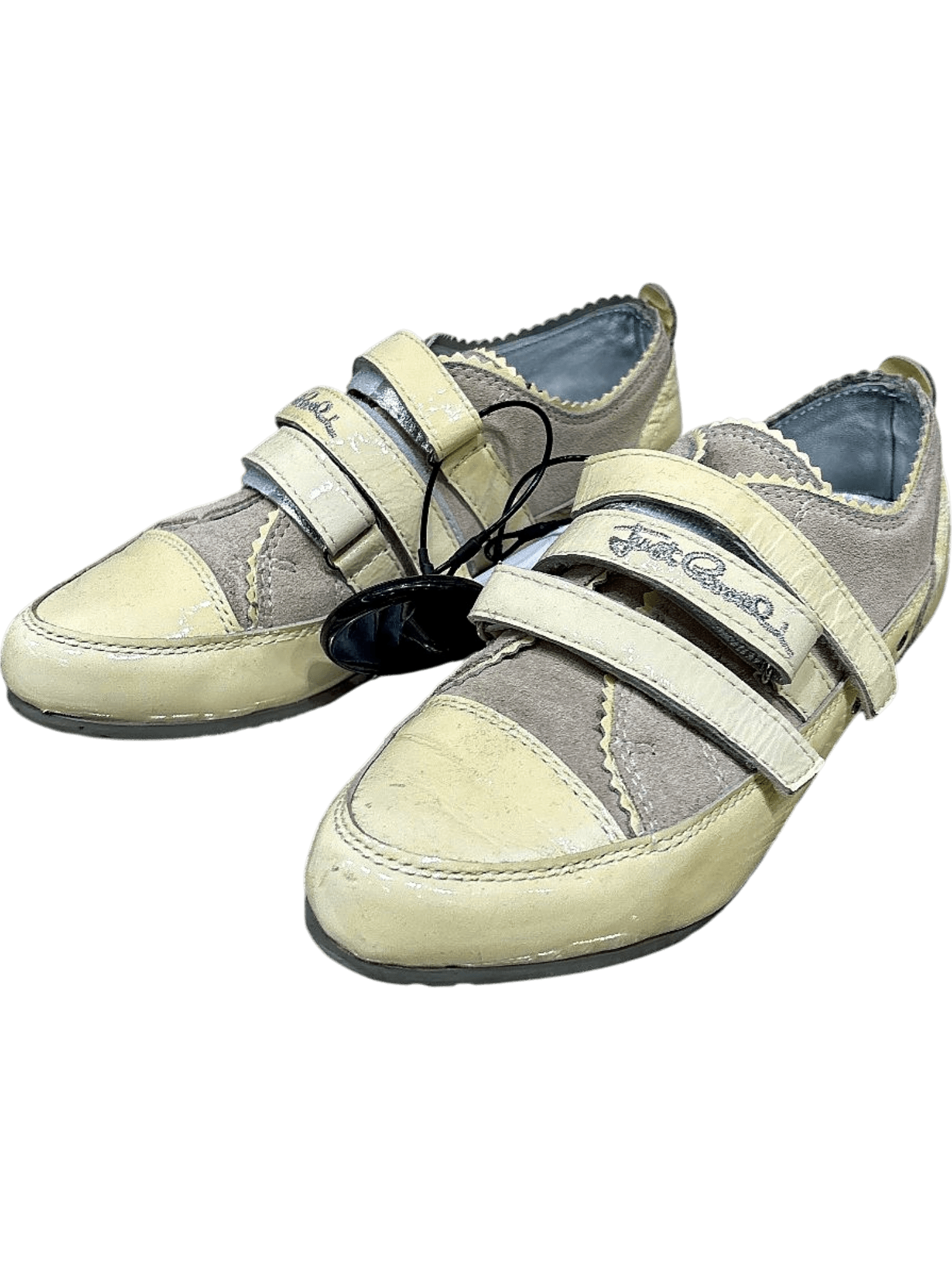 Just Cavalli Cream & Grey Velcro Sneakers Size 36 1