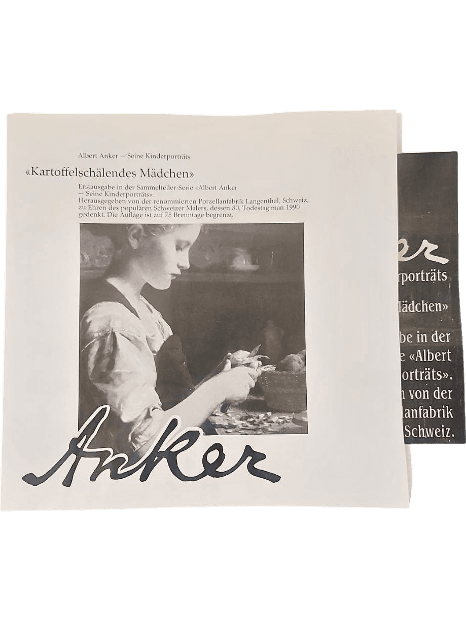 Albert Anker Limited Edition Collector Plate 'Kartoffelschälendes Mädchen' 1990 4