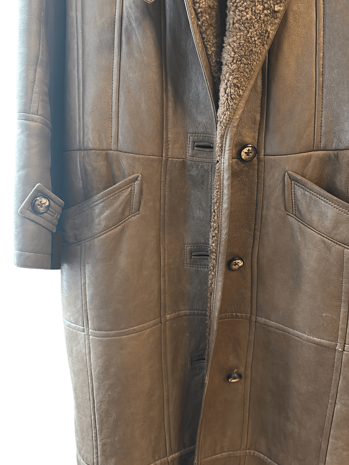 Seka exclusiv Brown Shearling Leather Coat - Size 38 3