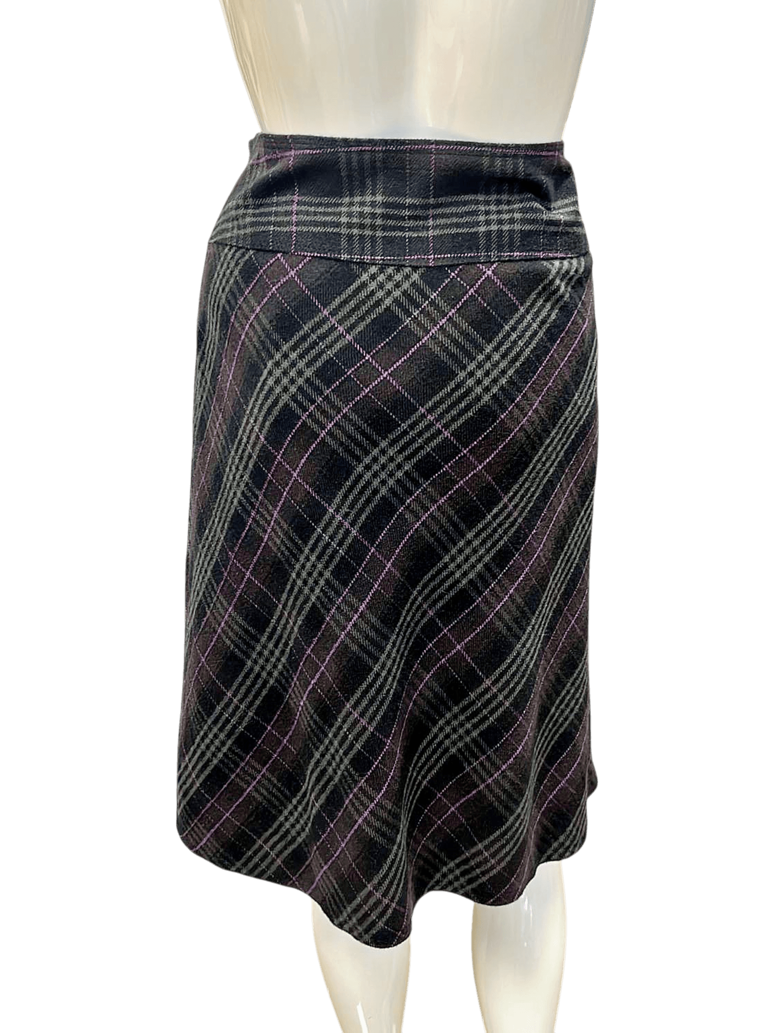 Biaggini Karo-Rock aus Wolle - Gr. 40 - Schwarz mit lila Akzenten 2