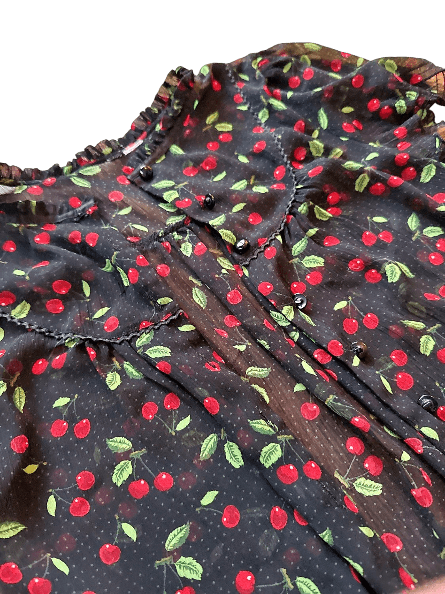 Cherry Print Sheer Blouse 2