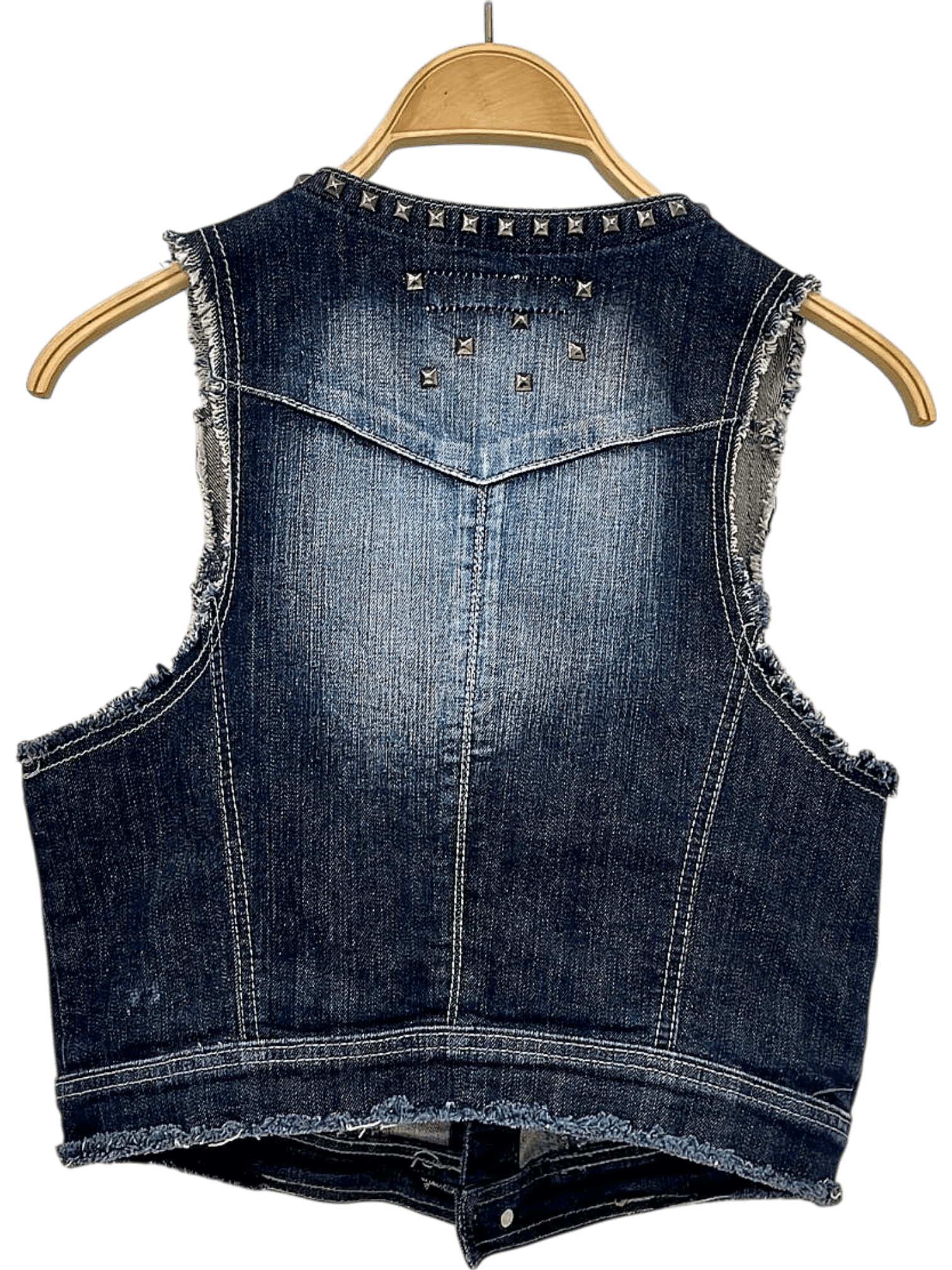 Redial Jeans Denim Vest with Studded Detail - Cropped Style 3