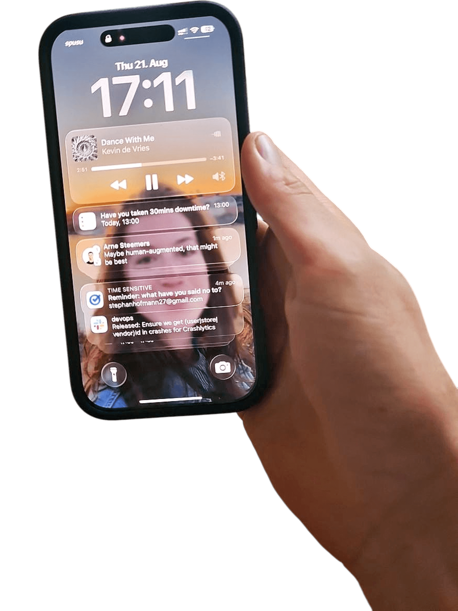 Apple iPhone with Black Case 1