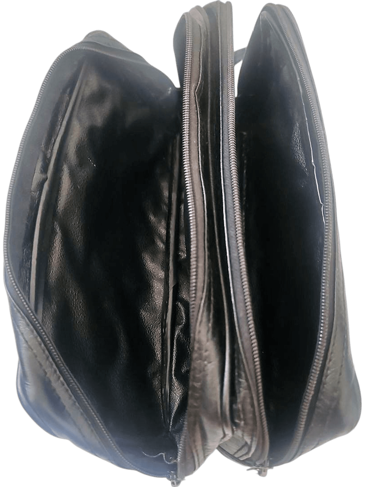 Black Leather Toiletry Bag with Diagonal Pattern 2