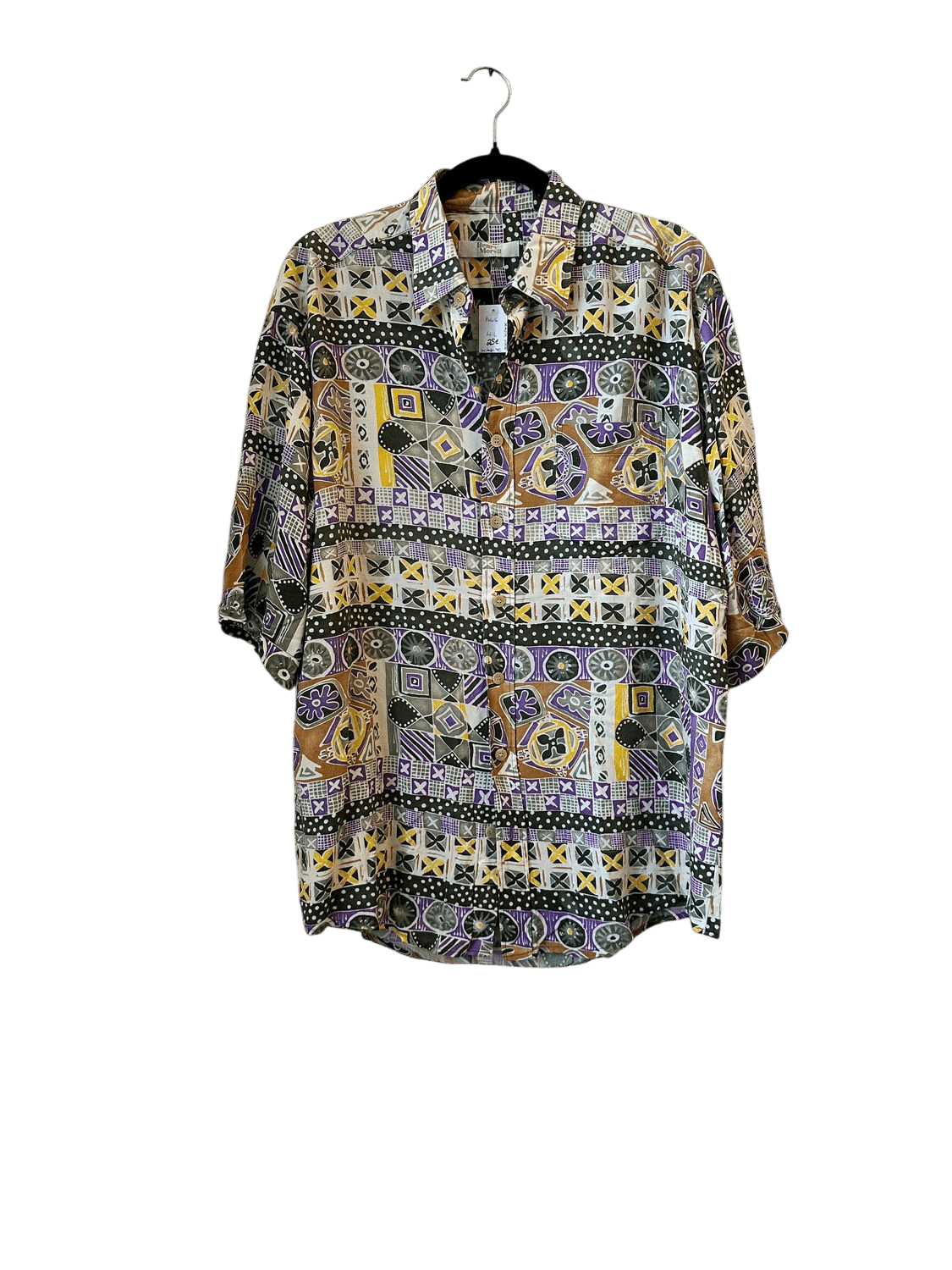 Vintage Henry Morel Kurzarmhemd mit buntem Retro-Muster 2