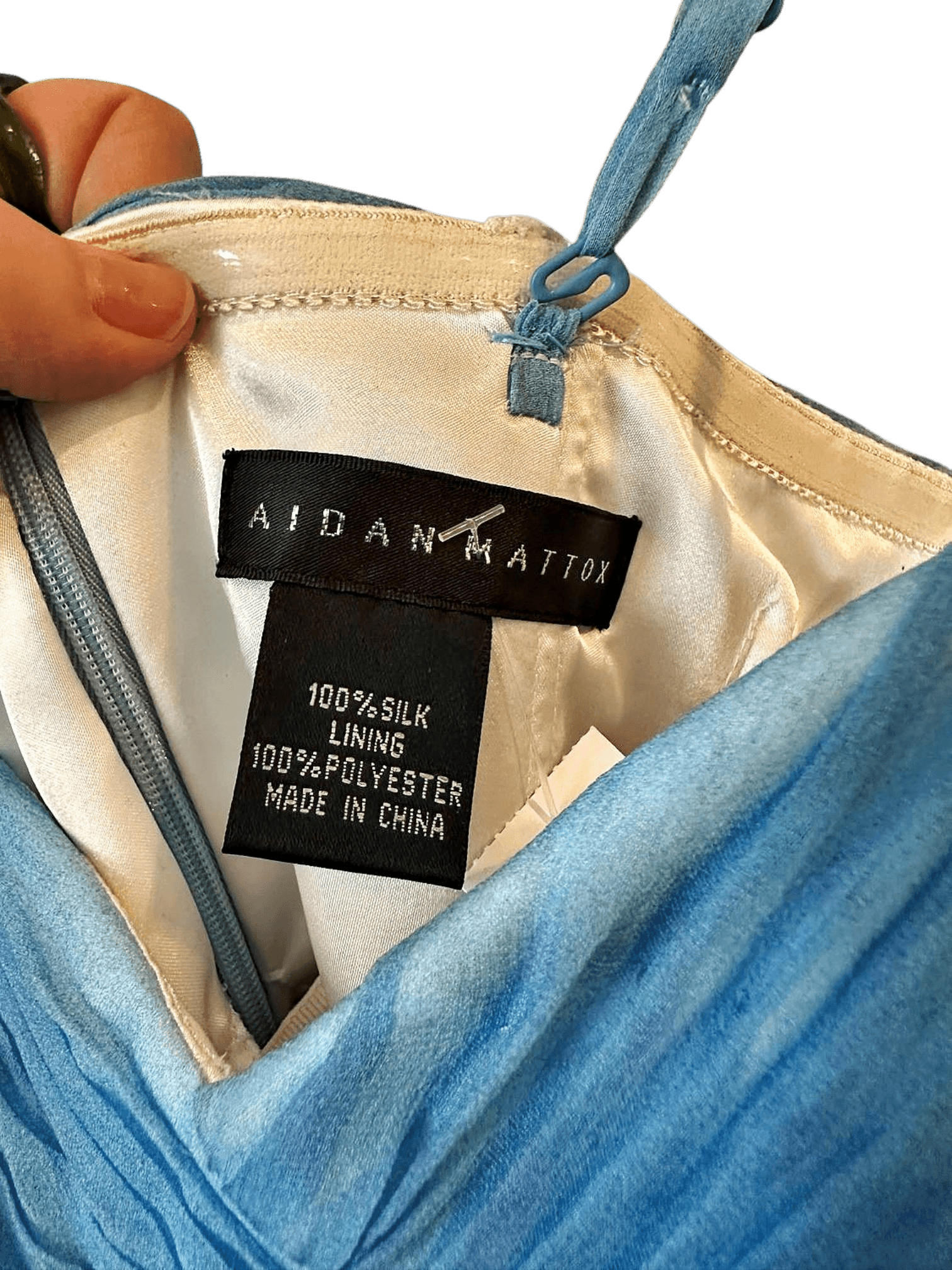 Aidan Mattox Blue Ombre Floral Maxi Dress with Silk Lining 4