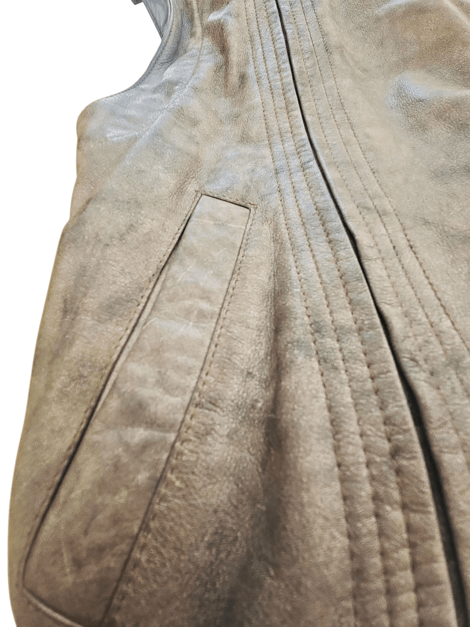 Vintage Grey Leather Vest - Size 48 5