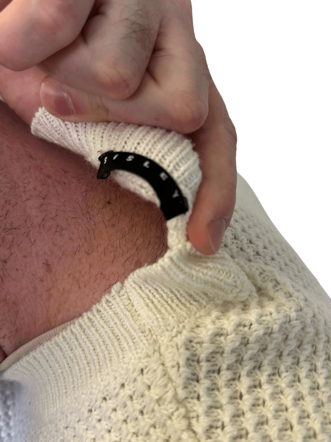 Men's White Textured Knit Sweater - Crew Neck 4