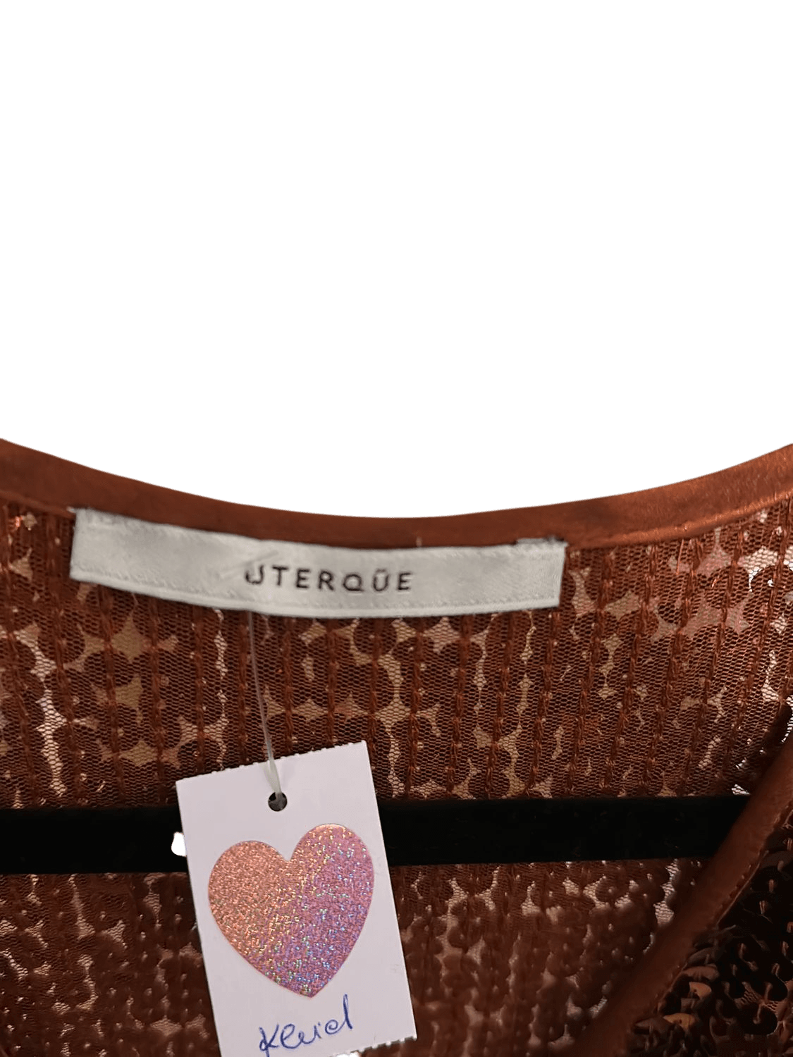 UTERQÜE Copper Sequin V-Neck Maxi Dress - Size M - New with Tags 4