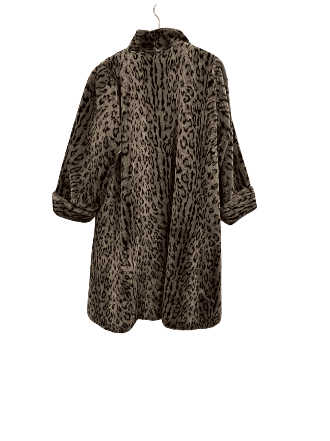 Vintage Apparence Paris Grey Leopard Print Faux Fur Coat 4