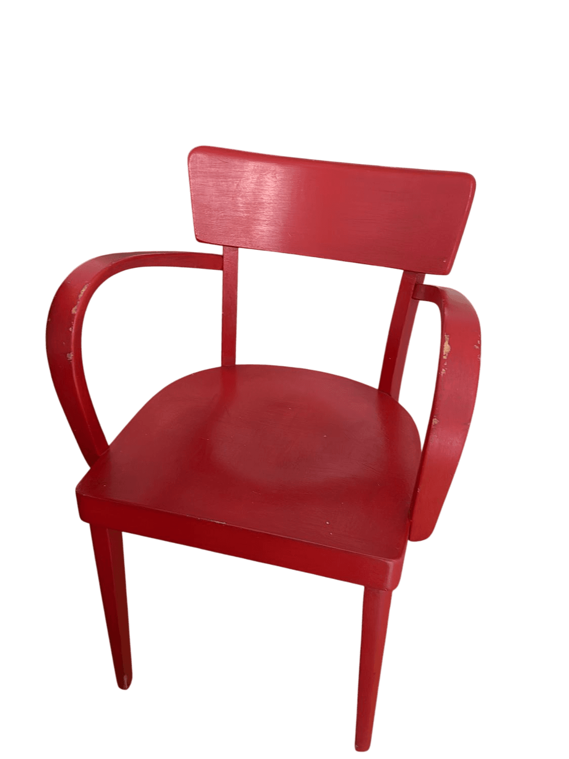Red Wooden Armchair with Backrest