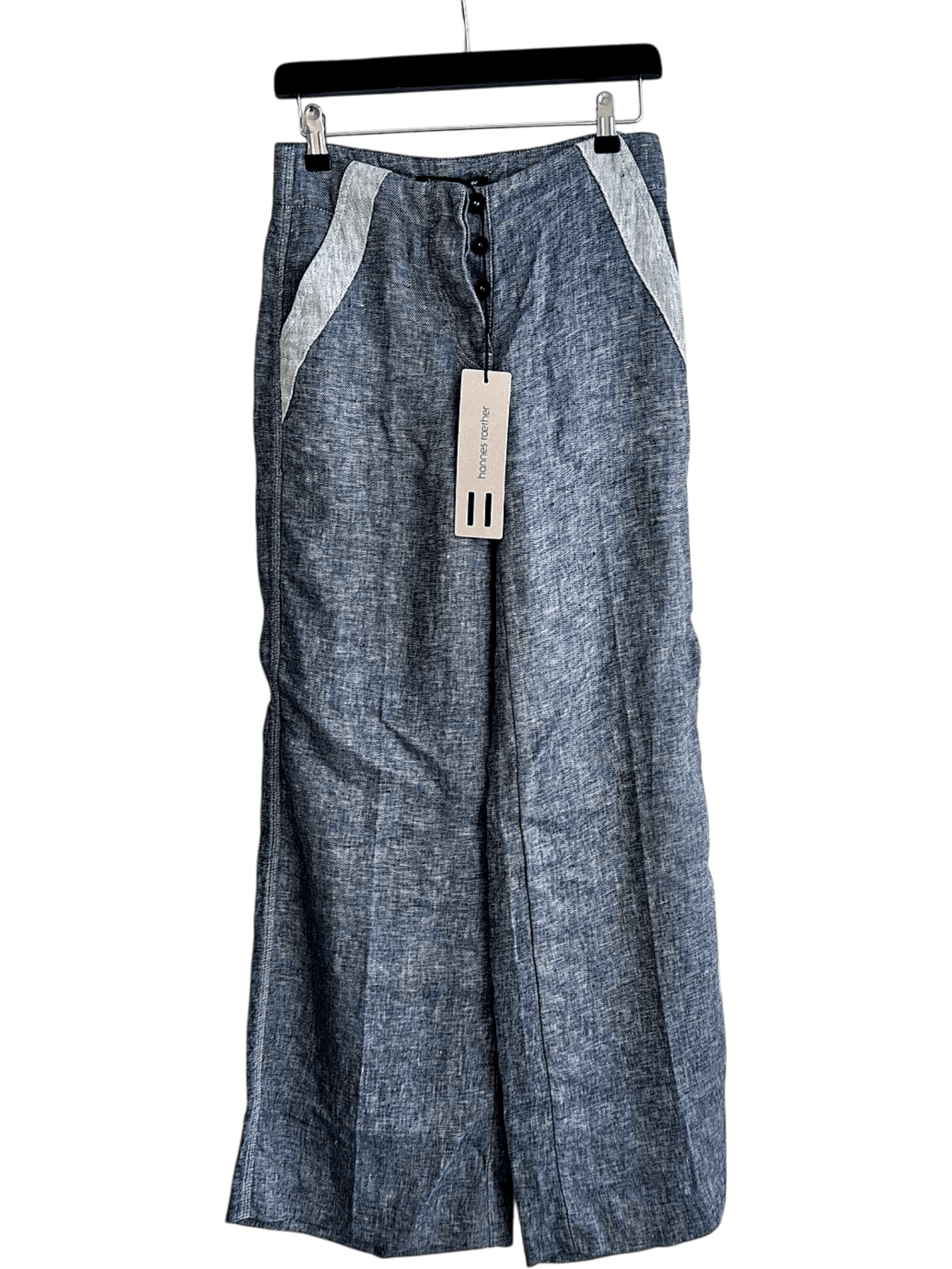 Hannes Roether Damenhose mit Knopfverschluss - Grau/Weiß 2