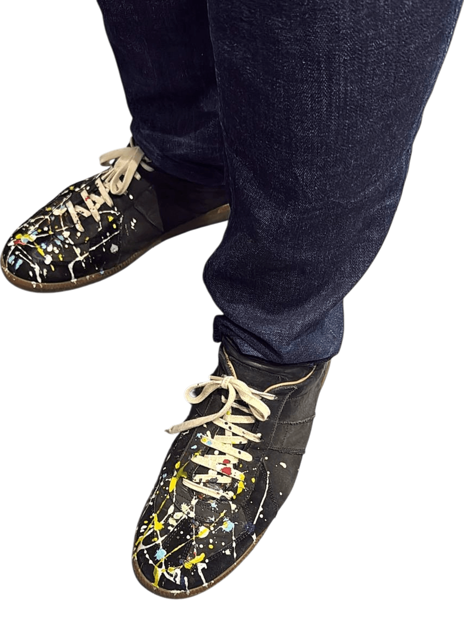 Artistic Paint Splatter Oxford Shoes - Black Leather with Multicolor Design 1