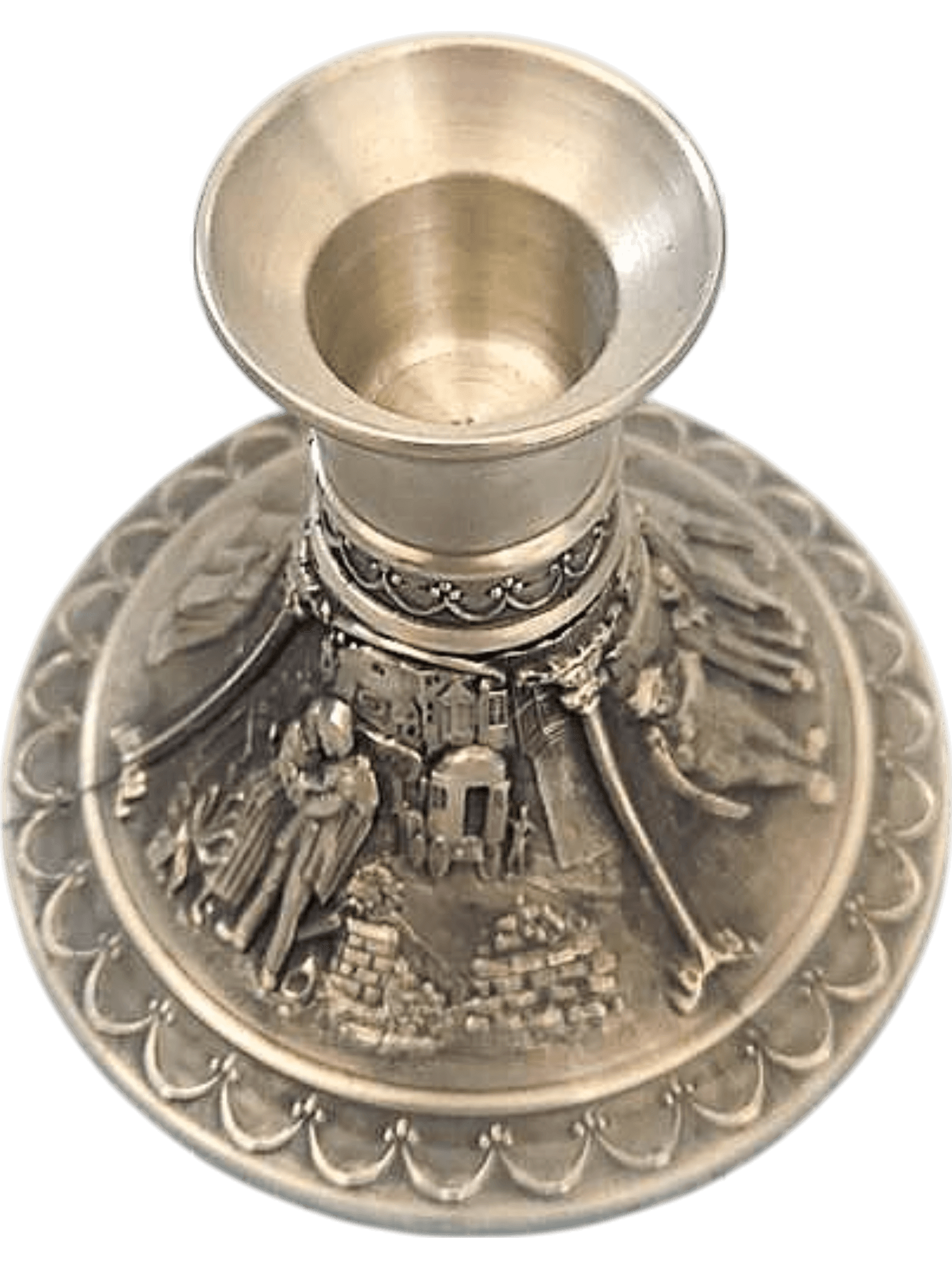 Vintage Pewter Bud Vase with Detailed Scene Relief 2