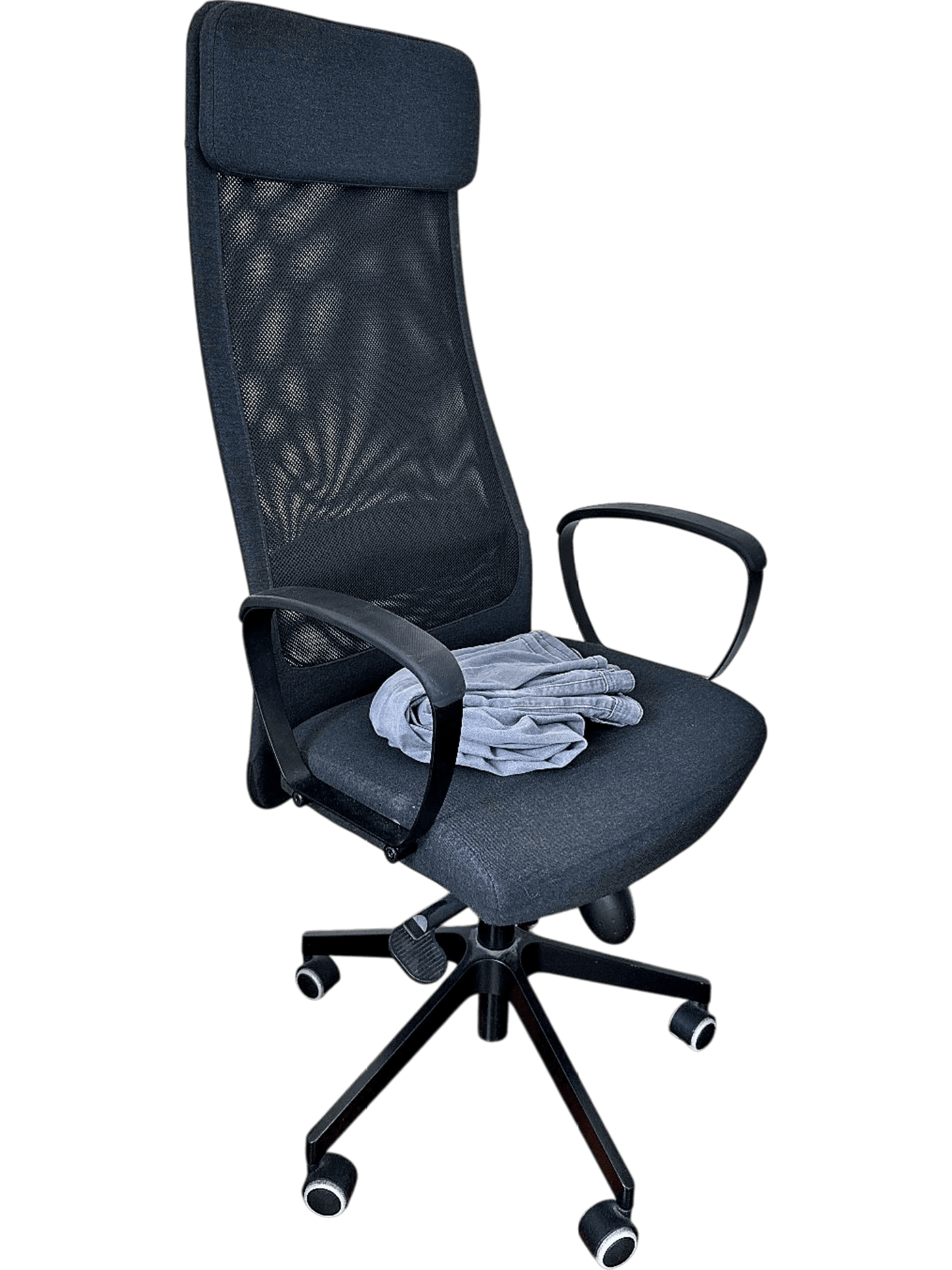 Black ergonomic high-back office chair with mesh backrest 1