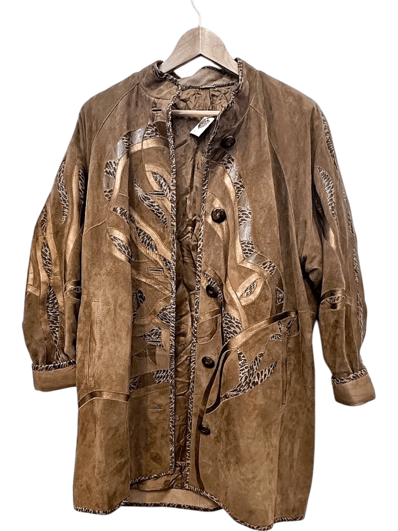 Zaspel Vintage Brown Leather Jacket with Decorative Stitching - Size 36 1