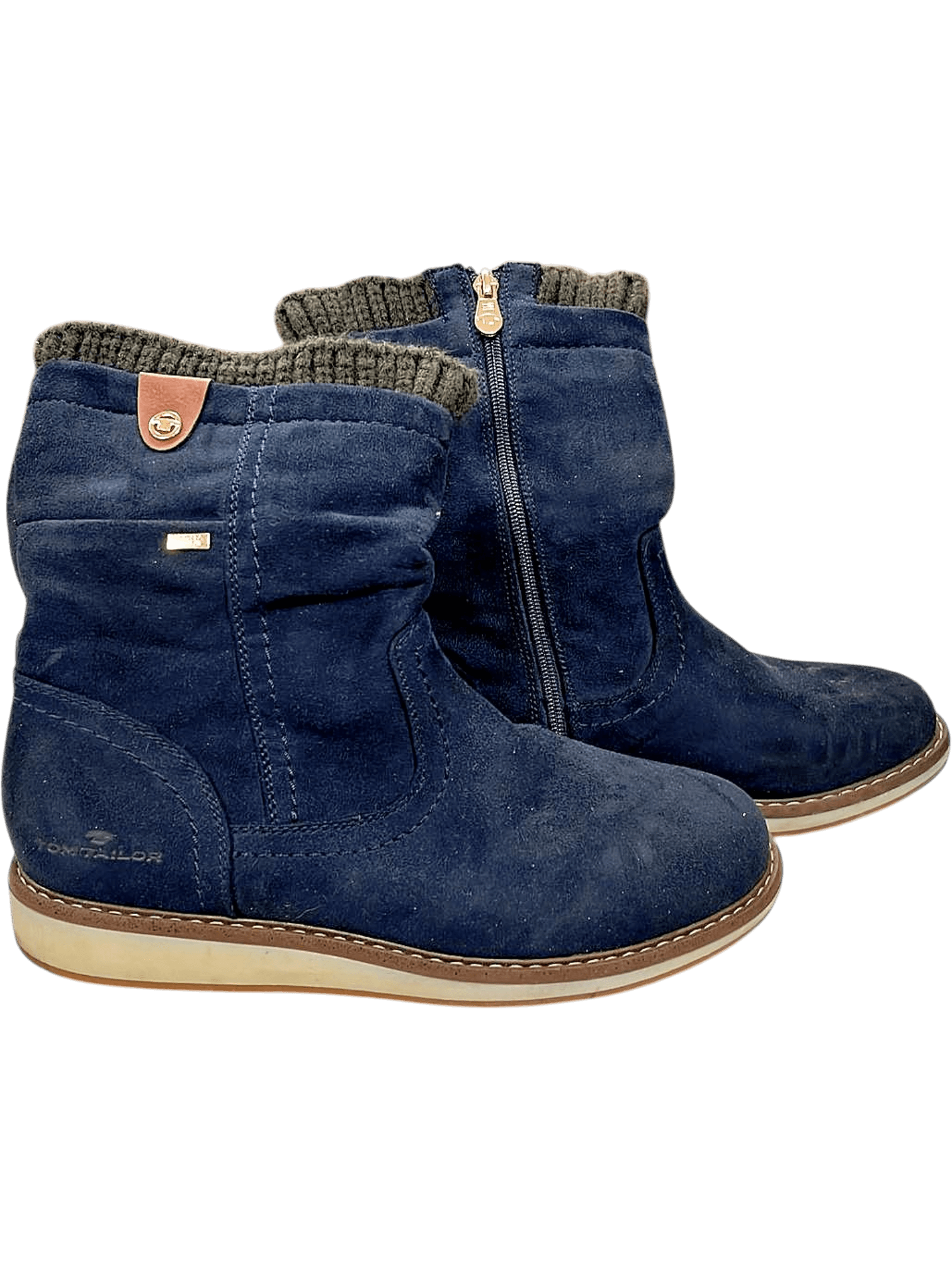 Tom Tailor Damen Wildleder Boots mit Strickbund 2