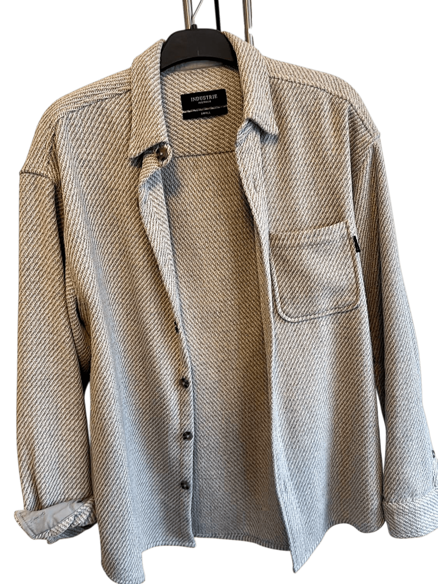 Industrie Australia Button-Down Shirt - Grey Textured - Size Small 3