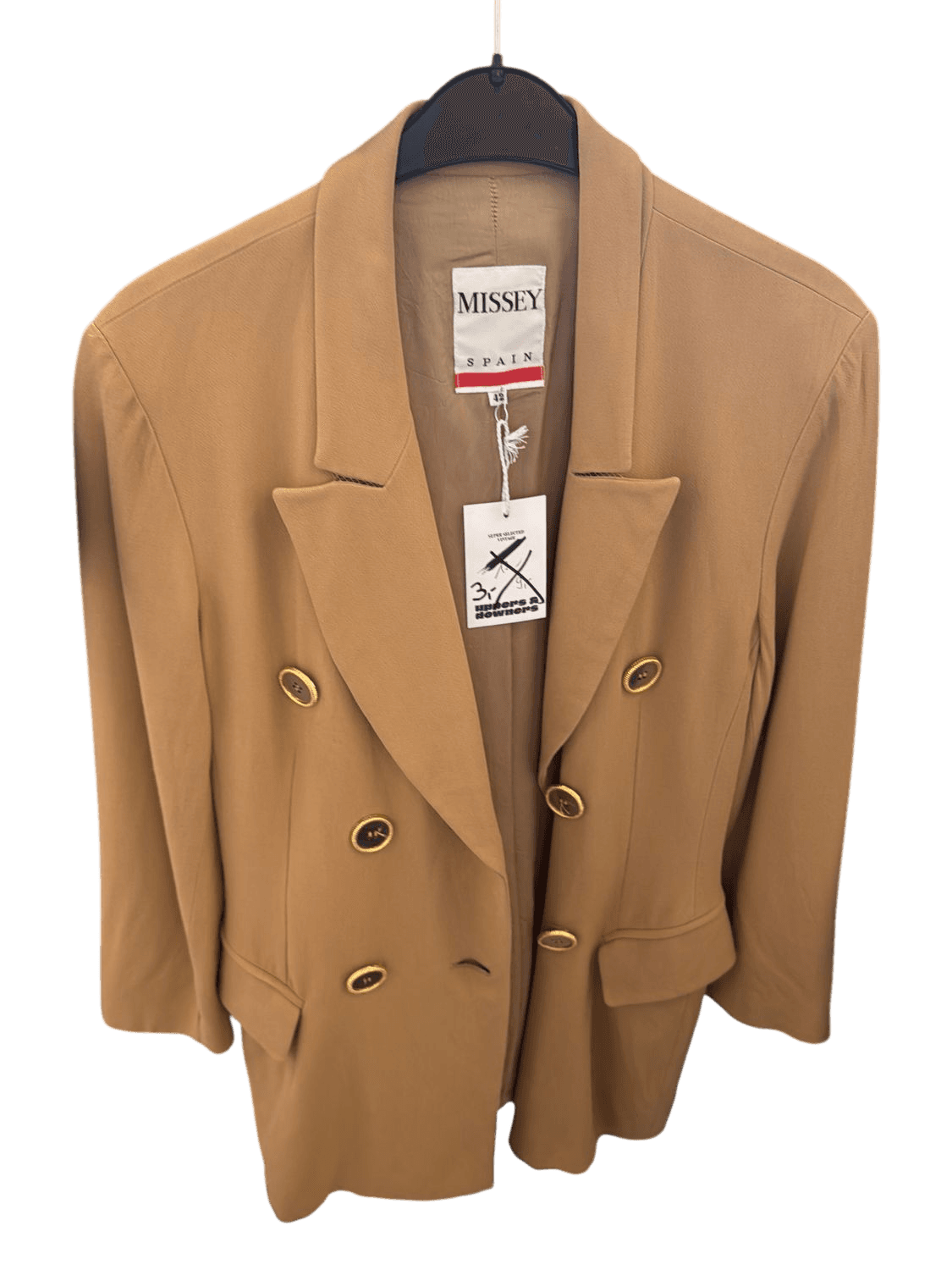 Missey Spain Double-Breasted Camel Blazer - Size 42 2