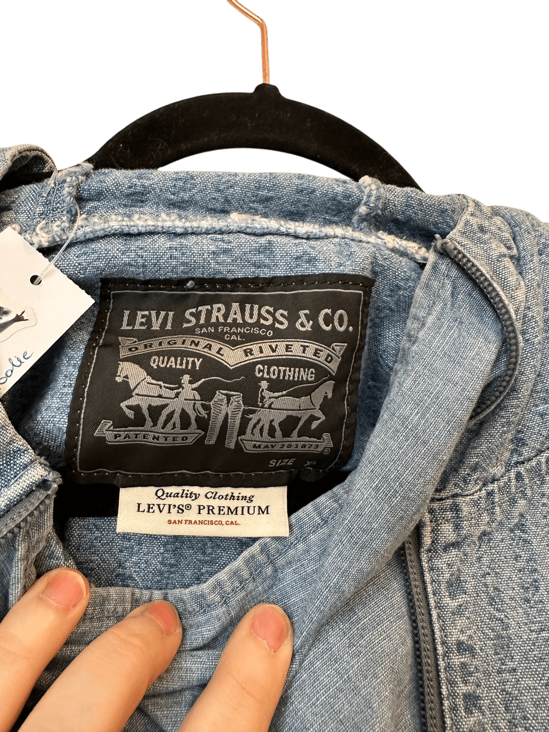 Vintage 90s Levi's Premium Denim Hooded Pullover Jacket - Size XL 6