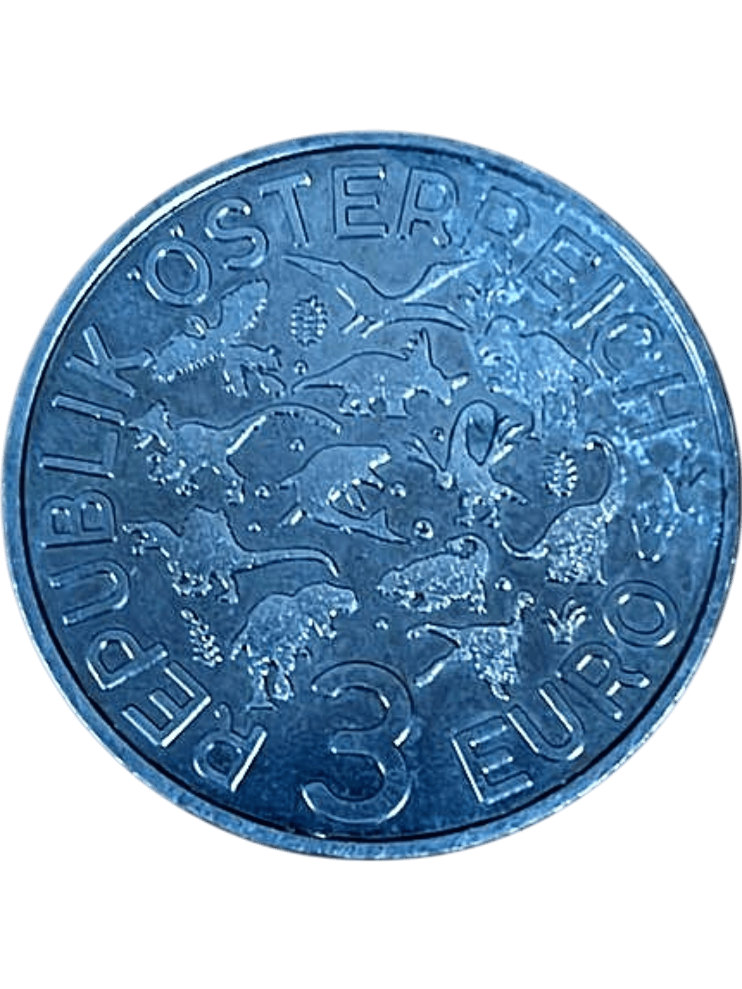 Österreichische 3 Euro Sammlermünze - Tyrannosaurus Rex Dinosaurier 2