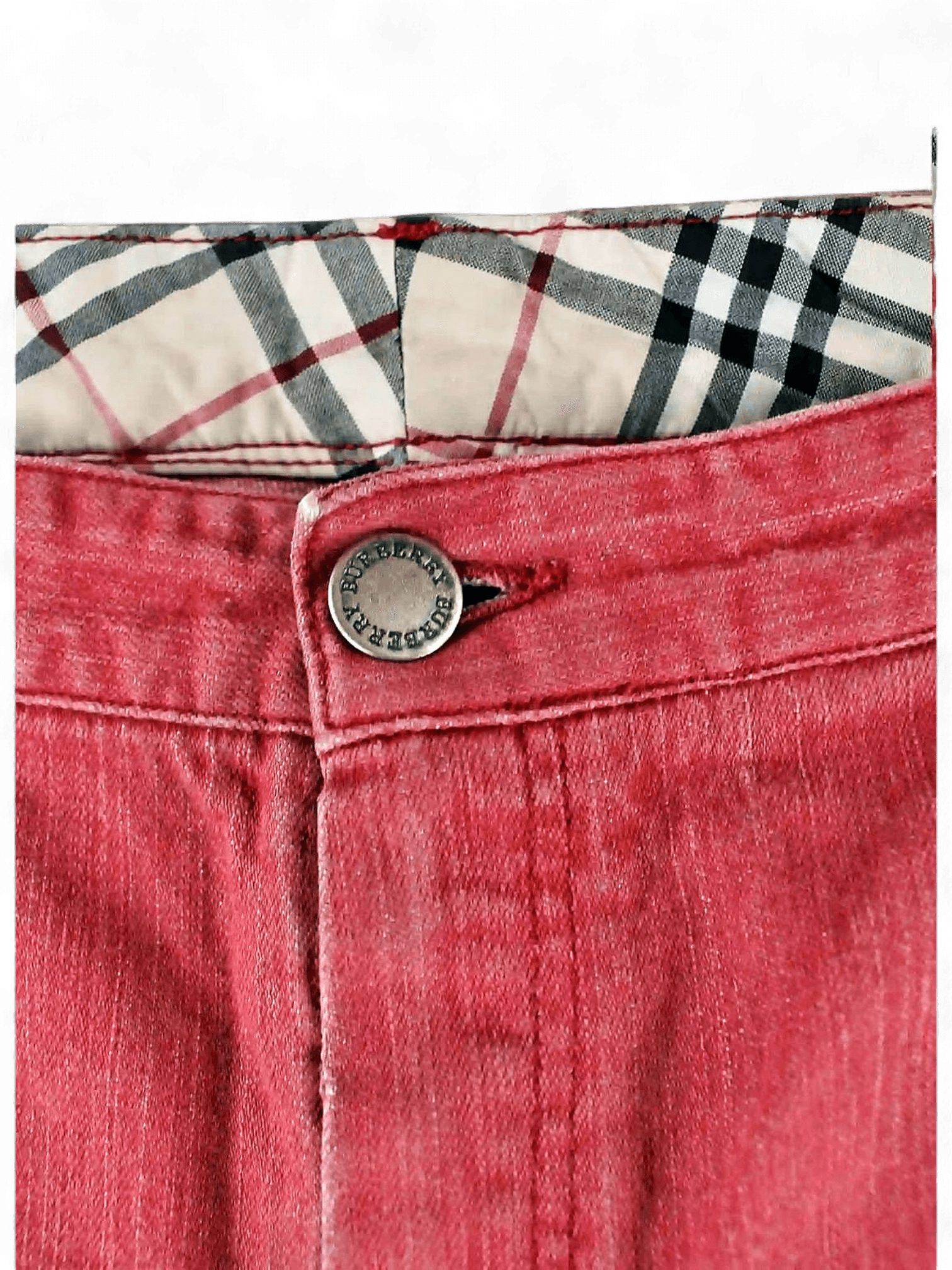 Burberry Red Denim High-Rise Straight Leg Jeans 2