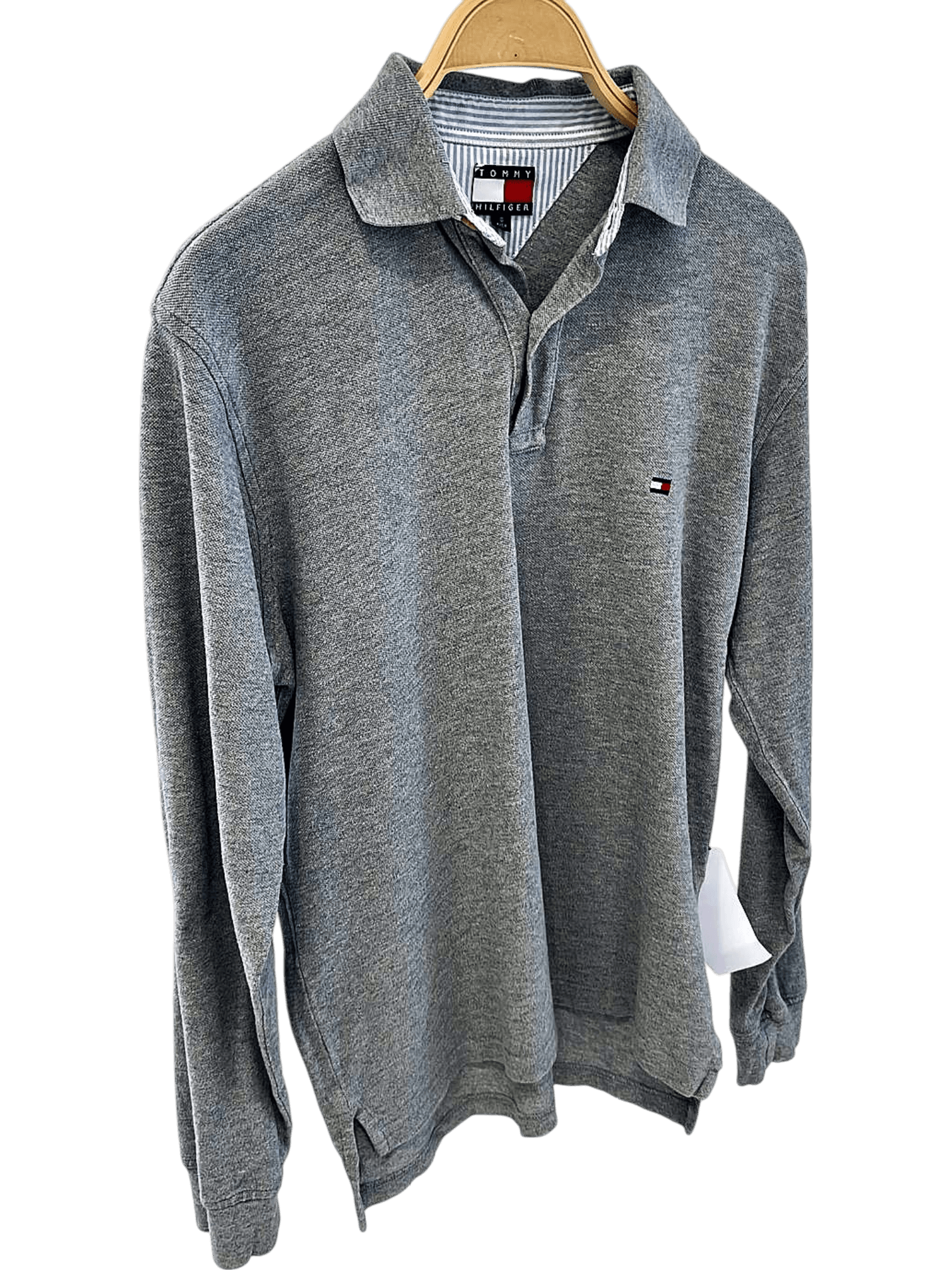 Tommy Hilfiger Grey Long Sleeve Polo Shirt - Size S 1