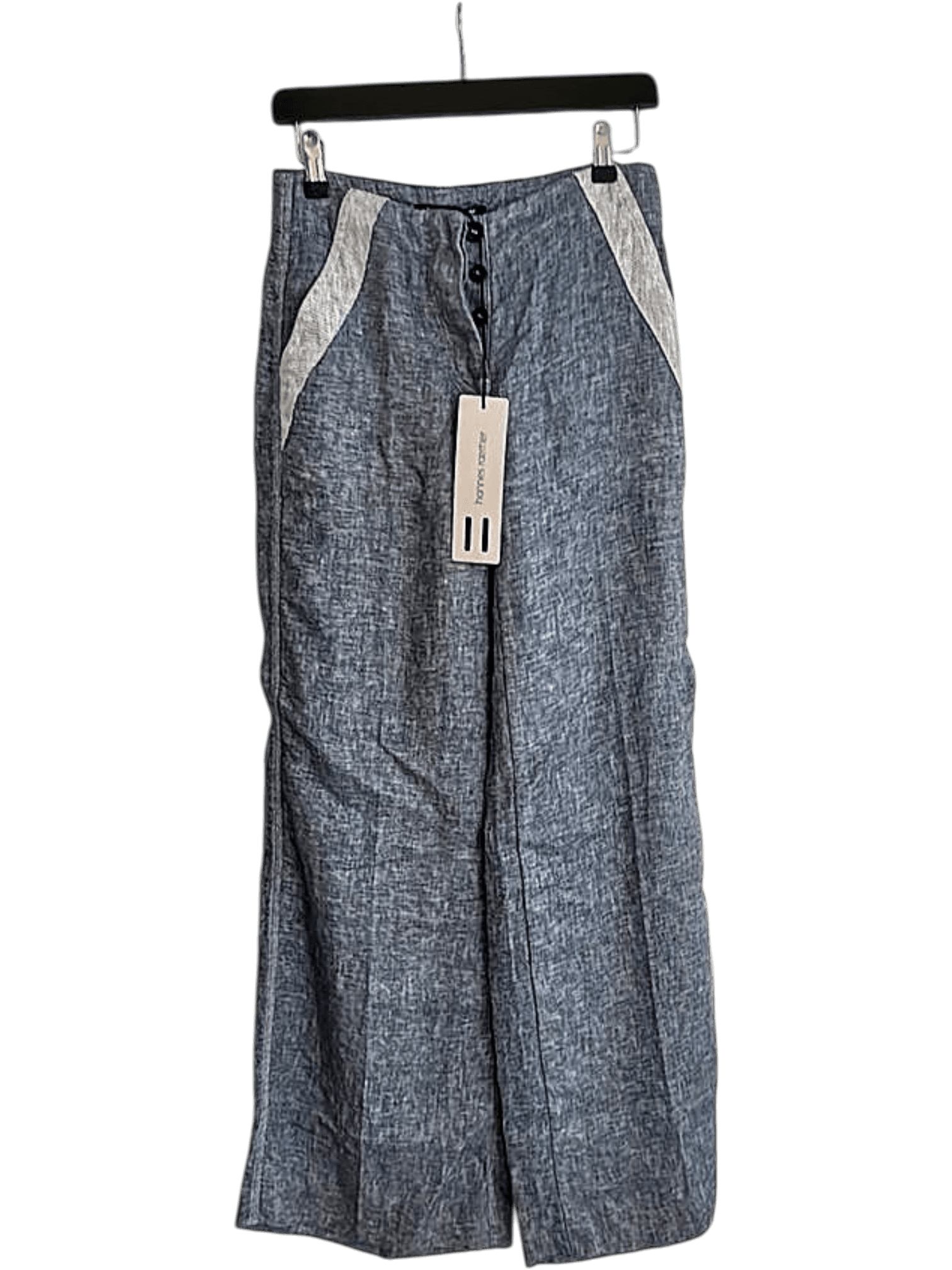 Hannes Roether Damenhose mit Knopfverschluss - Grau/Weiß 1