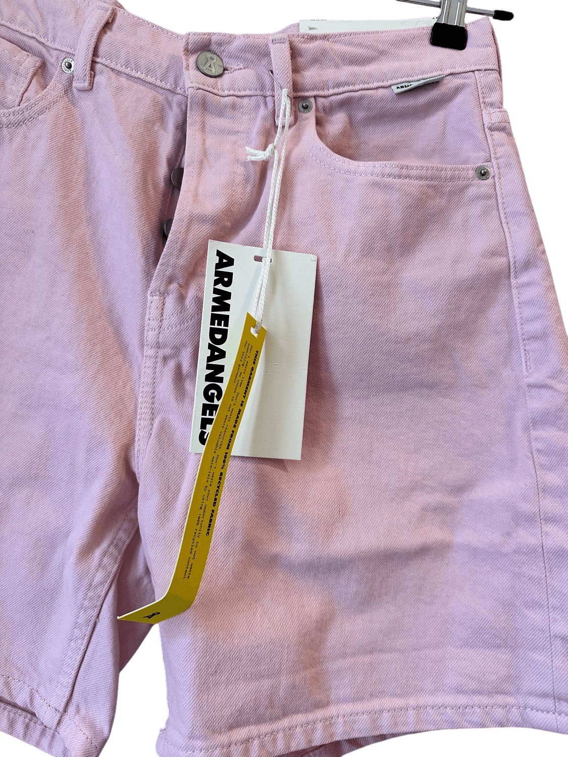 Armedangels Pink High-Waist Cotton Denim Shorts - Size 28 5