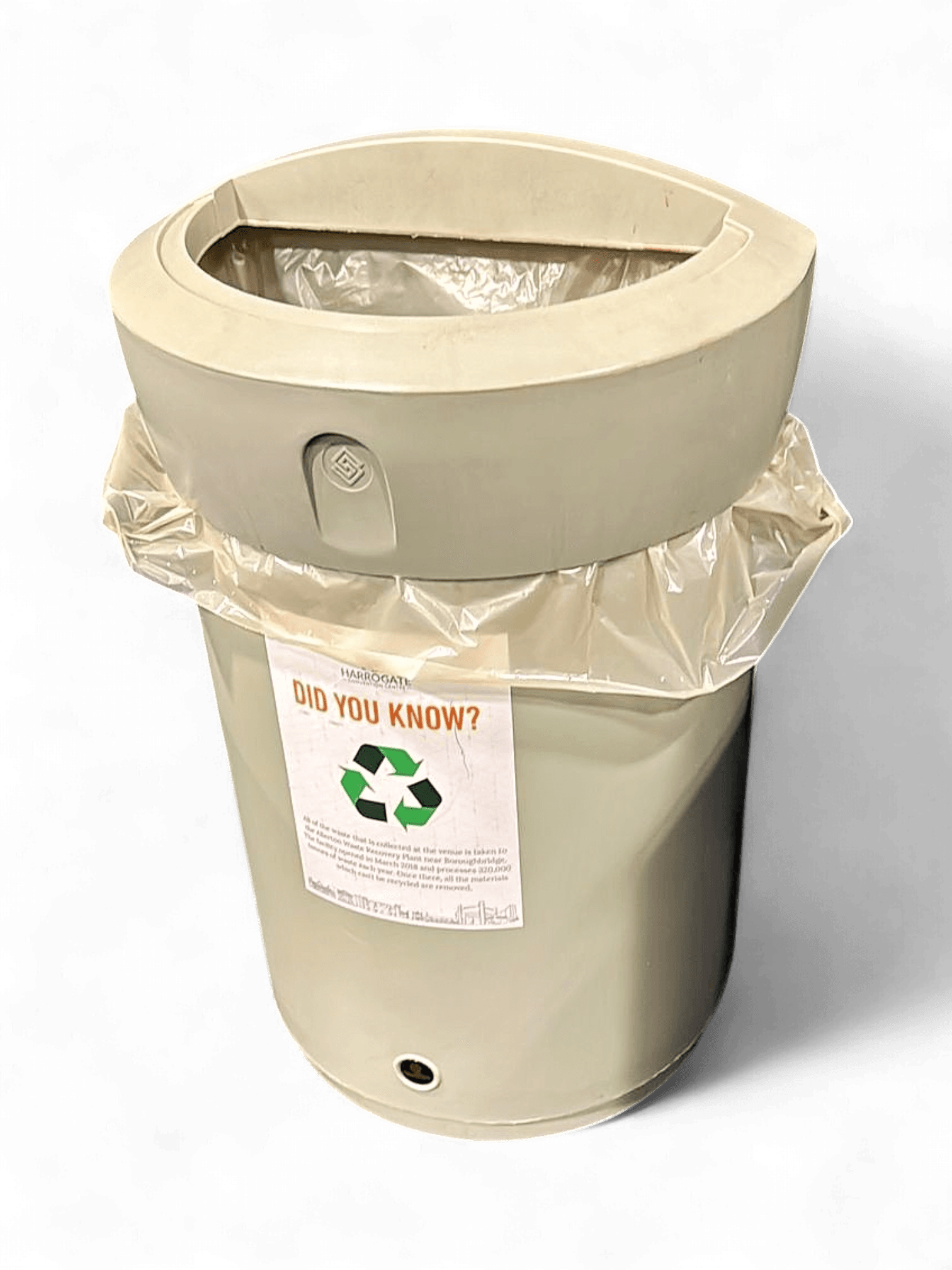 Beige Plastic Recycling Bin with Lid 1
