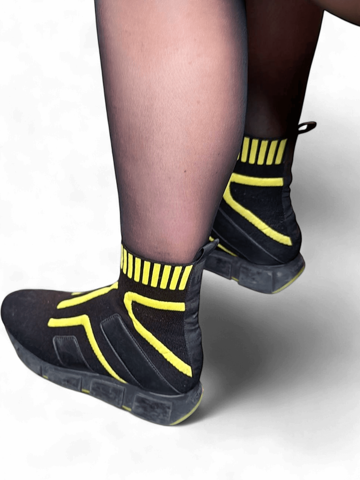 Black and Yellow Sock Sneakers - Stylish Athletic Footwear 2