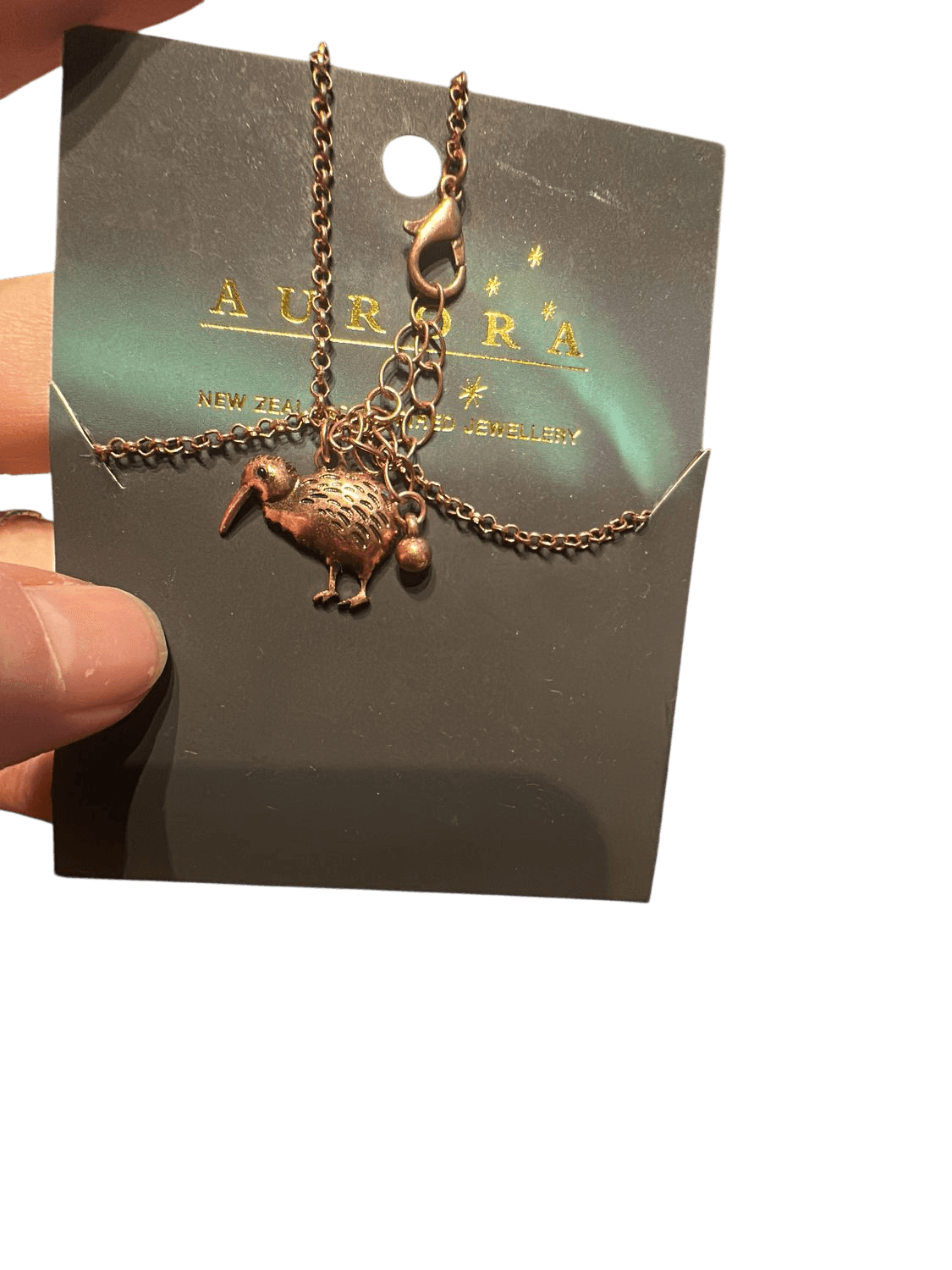 Aurora New Zealand Inspired Gold Kiwi Bird Pendant Necklace - New 2