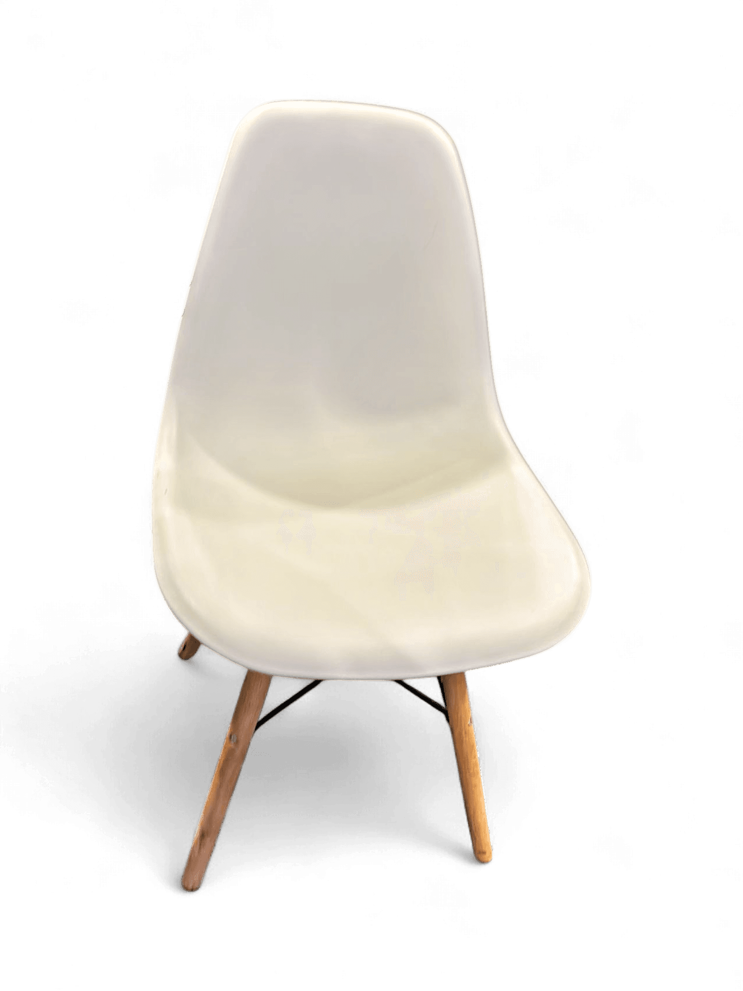 Modern White Plastic Chair with Wooden Legs 1