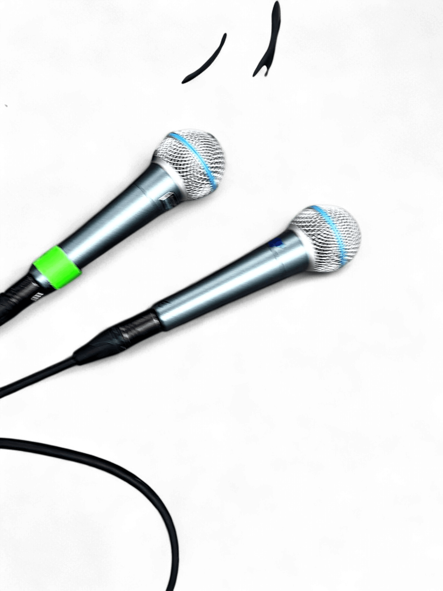 Pair of Wired Dynamic Microphones with Blue Marking 2